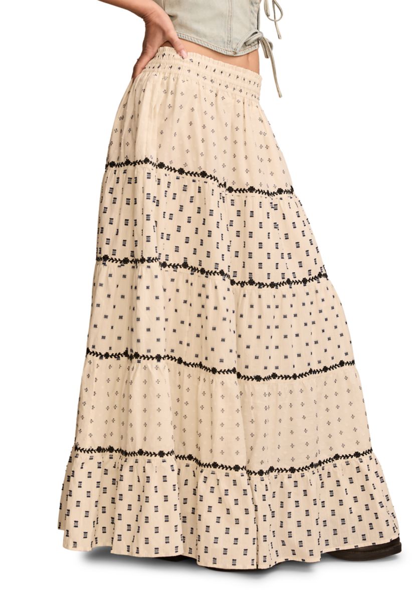 Textured Patchwork Maxi Skirt