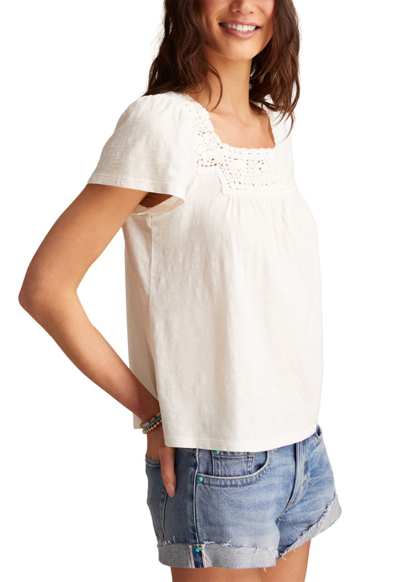Womens Crochet Trimmed Top