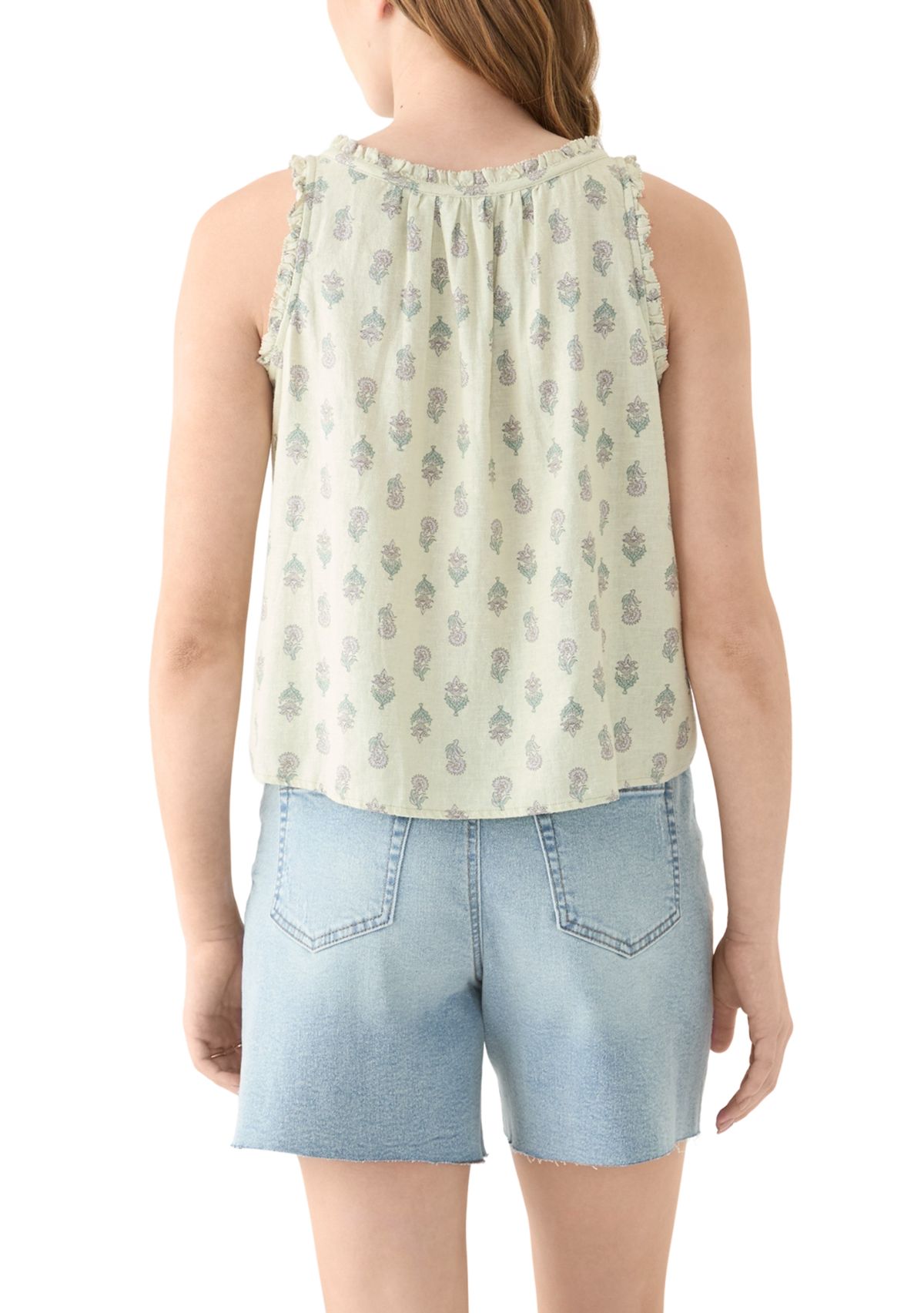 Womens Floral Pleated Shell