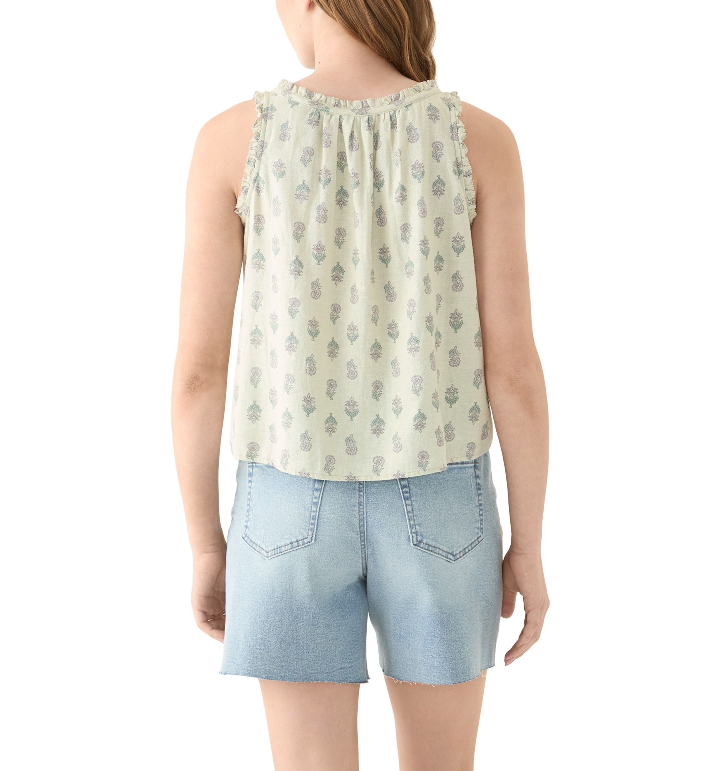 Womens Floral Pleated Shell