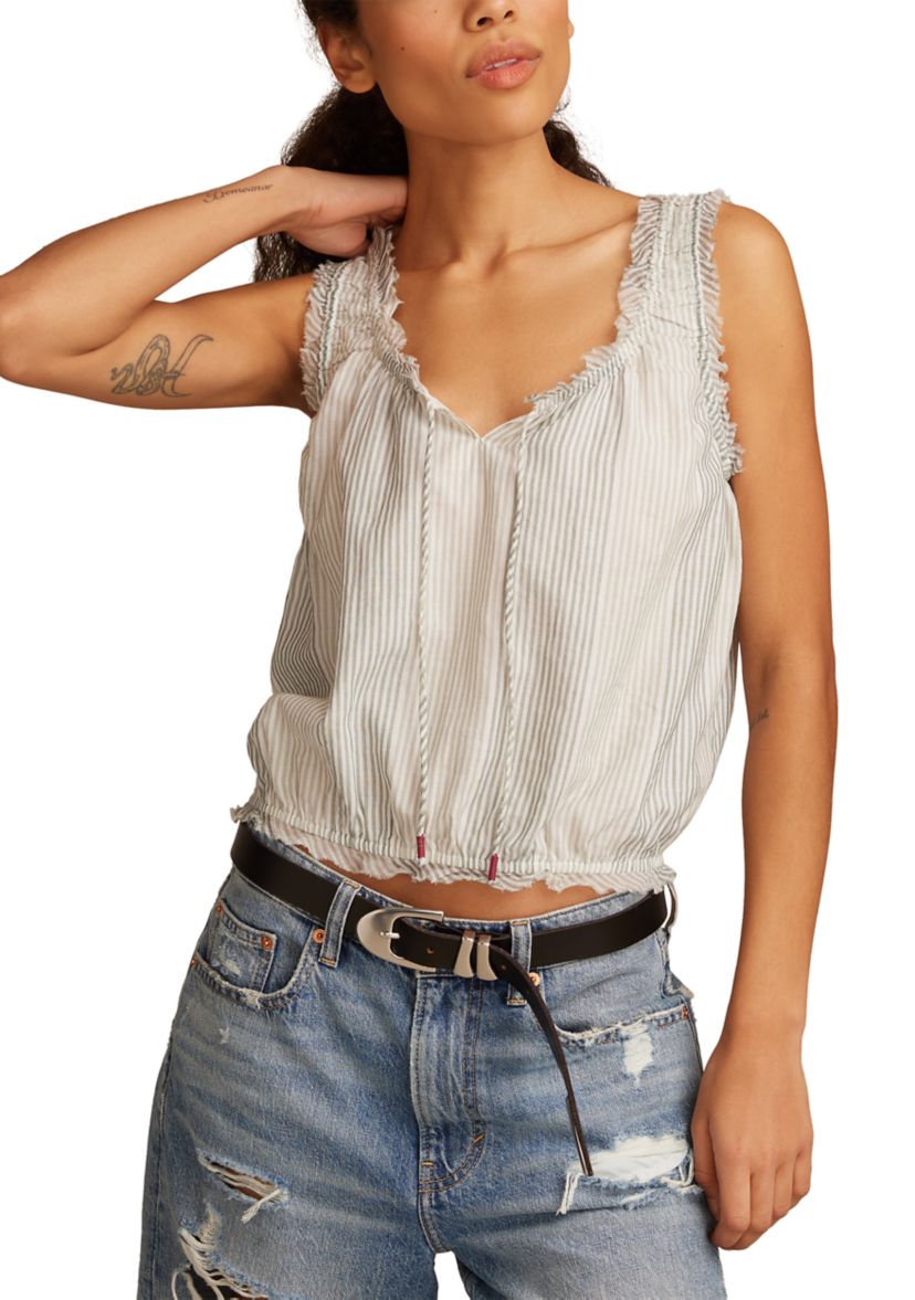 Womens Ruffle Ruched Tank Top