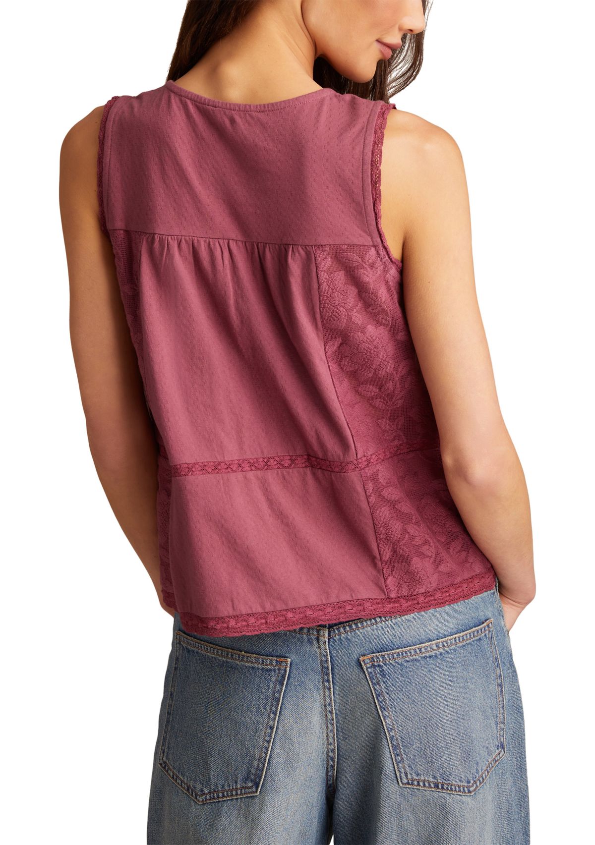 Womens Embroidered Yoke Tank Top