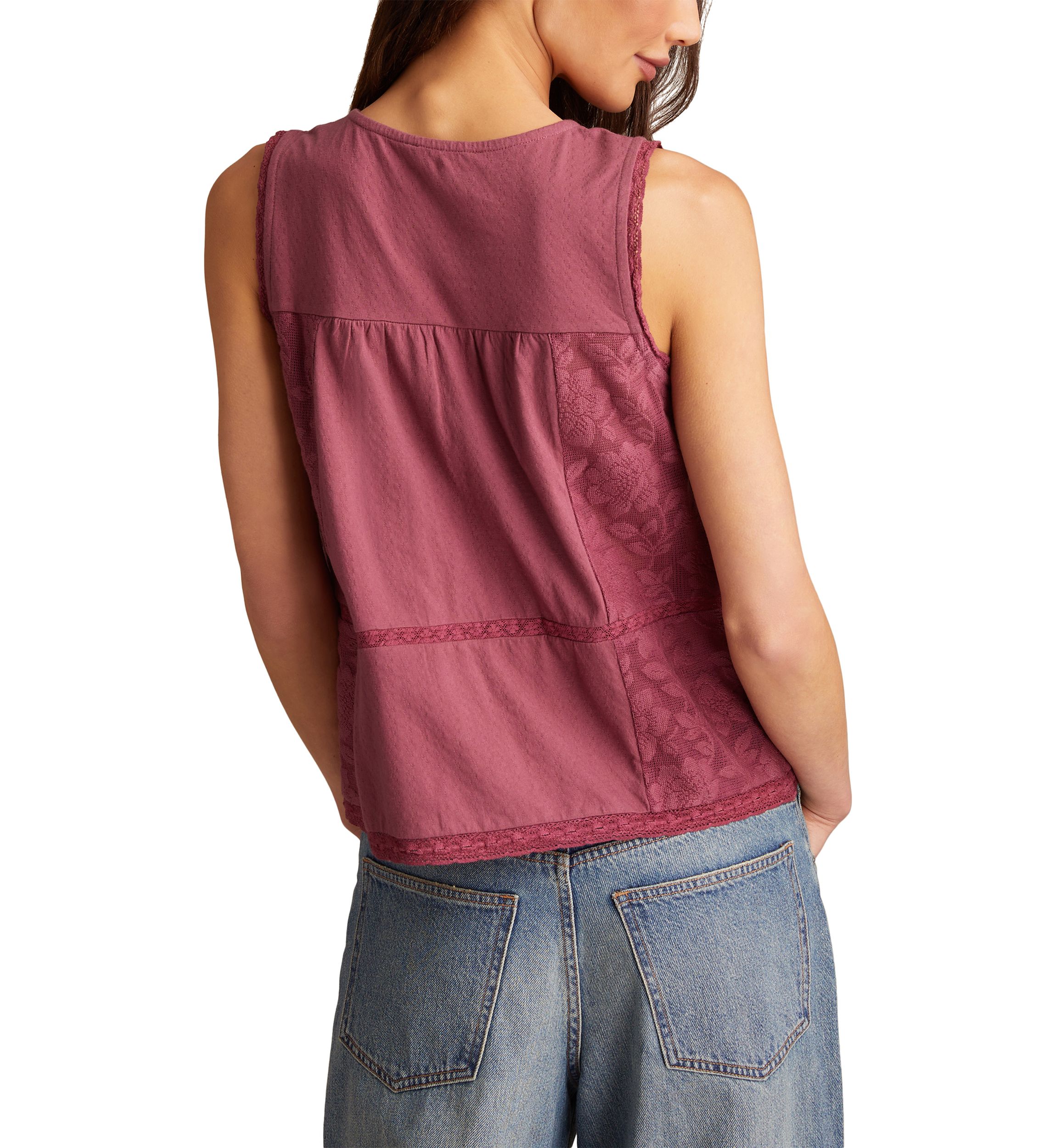 Womens Embroidered Yoke Tank Top