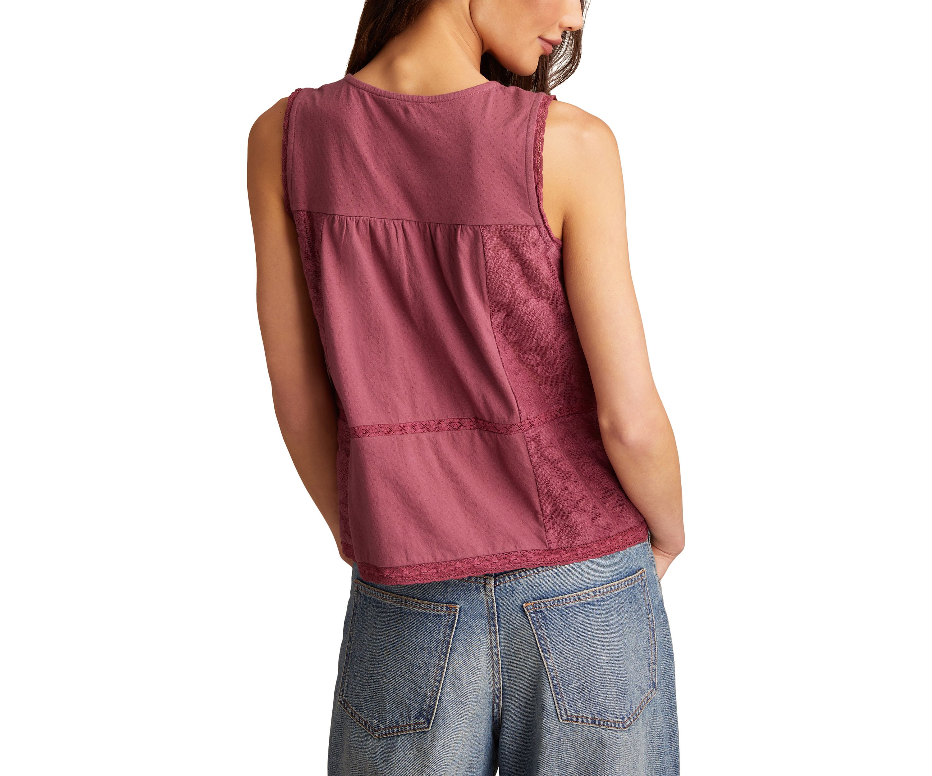 Womens Embroidered Yoke Tank Top