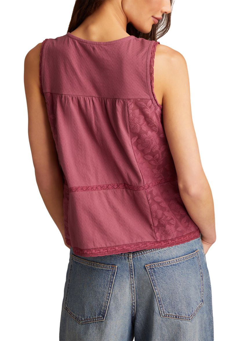 Womens Embroidered Yoke Tank Top