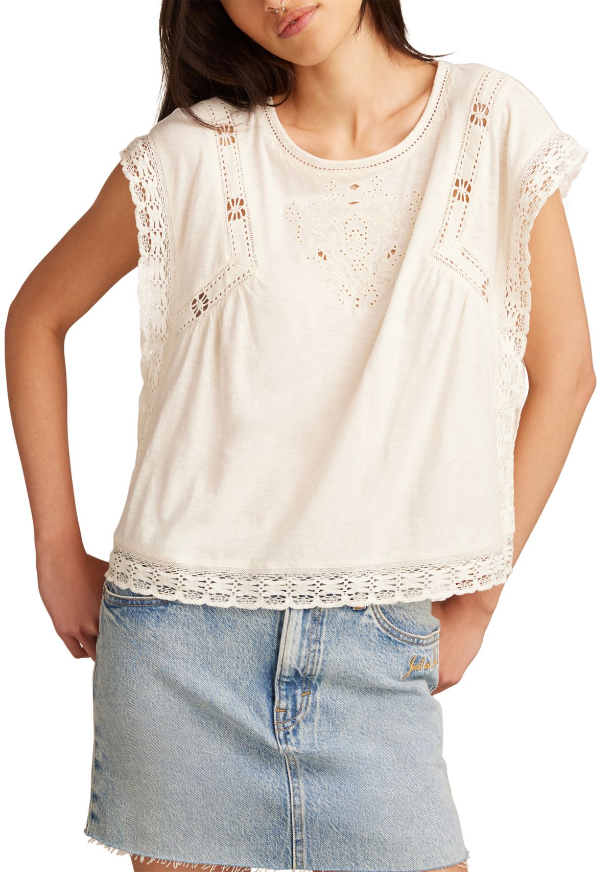 Womens Lace Boxy T-Shirt