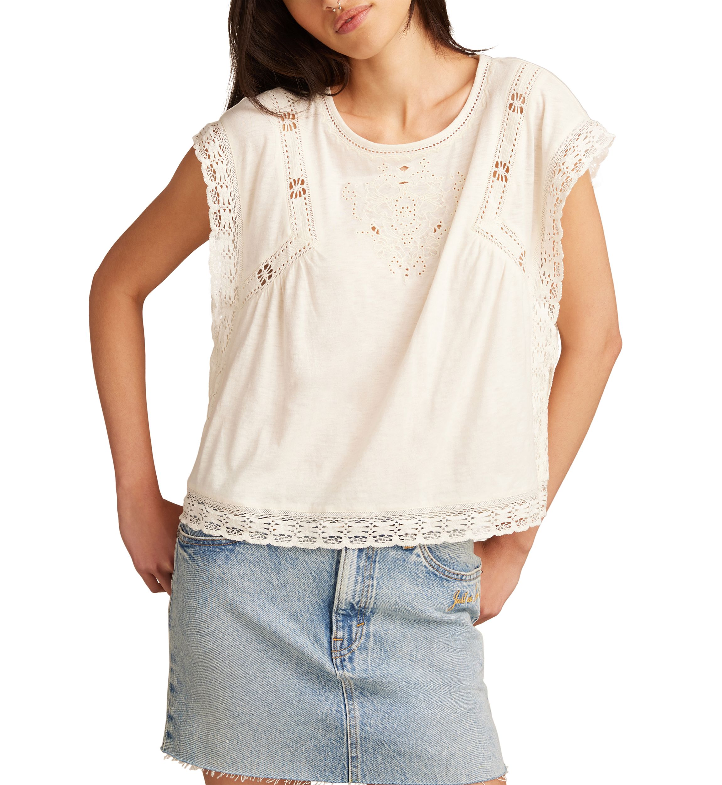 Womens Lace Boxy T-Shirt