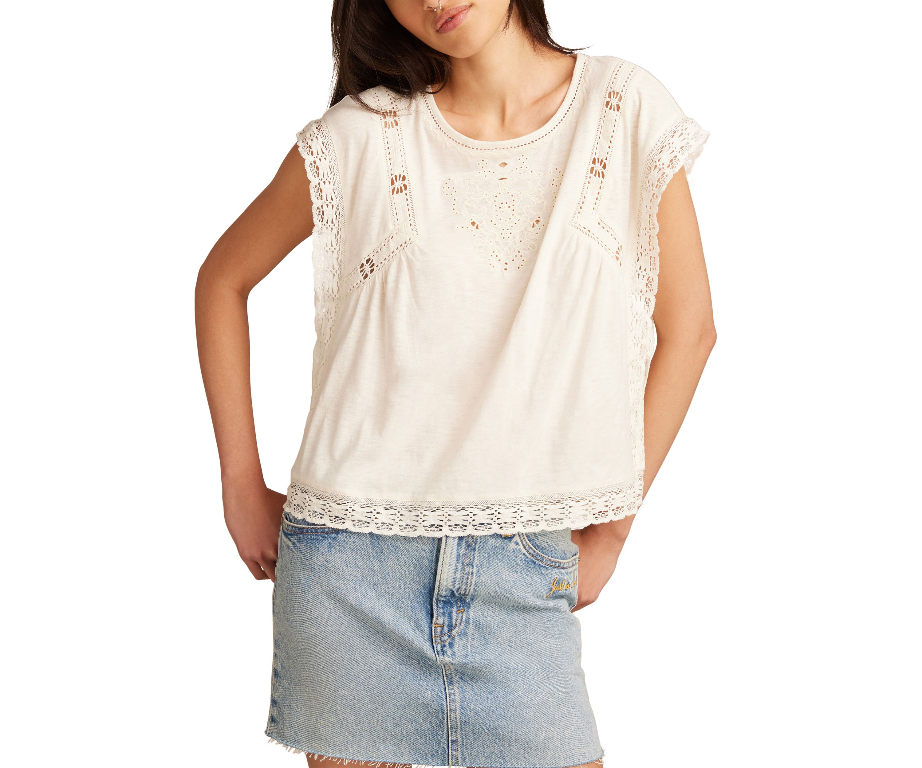 Womens Lace Boxy T-Shirt