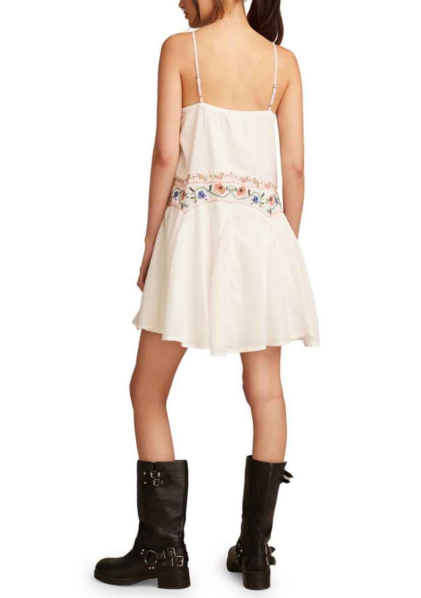 Womens Embroidered Strappy Mini Dress