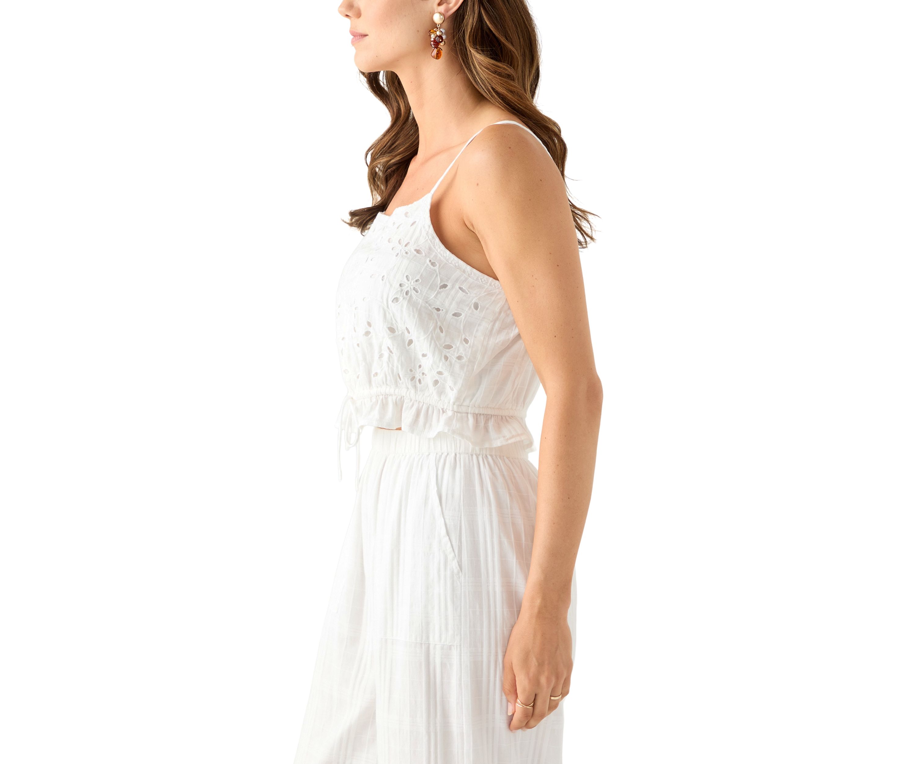 Womens Cutwork Eyelet Tank Top
