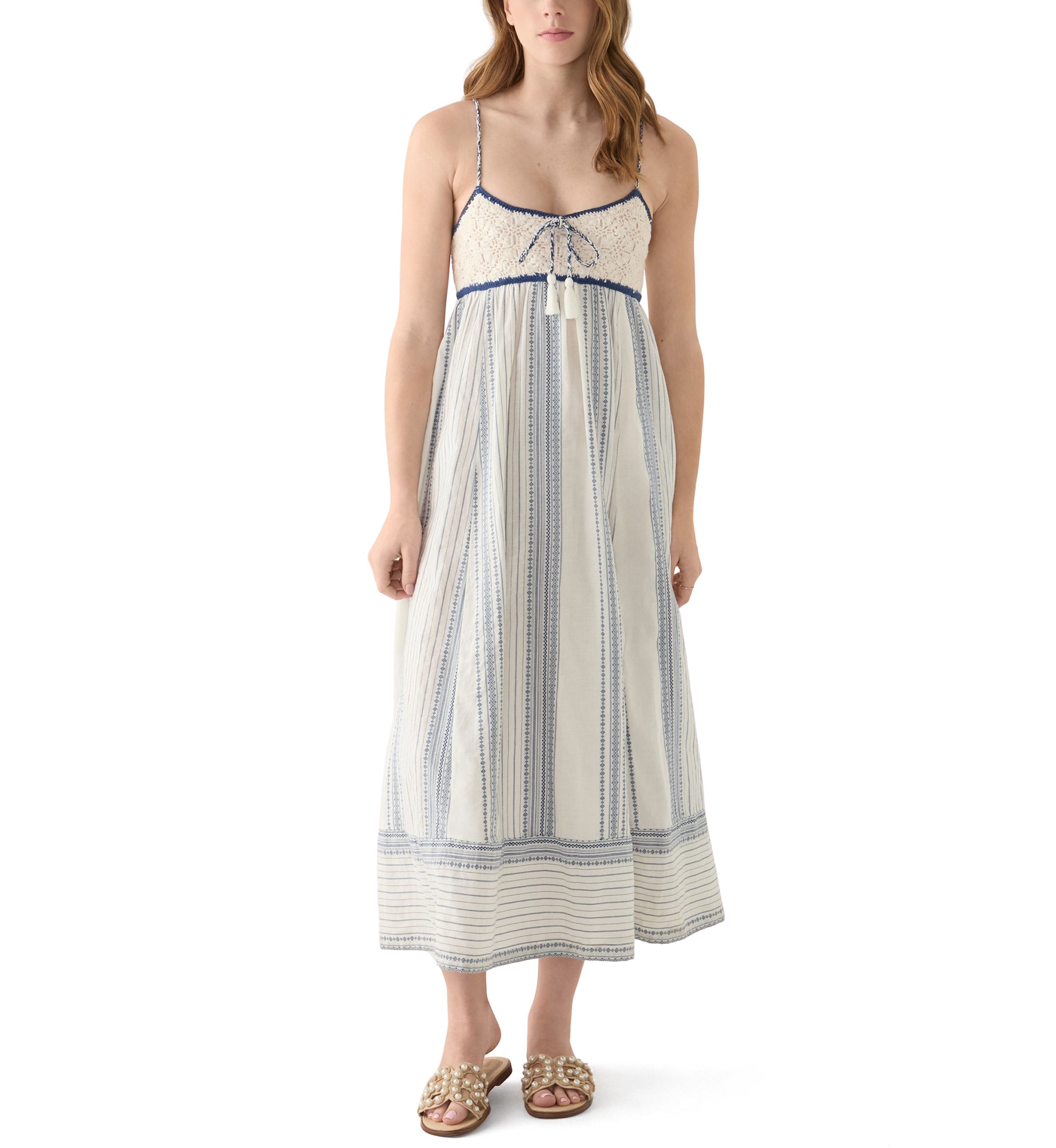 Womens Crochet Bodice Maxi Dress