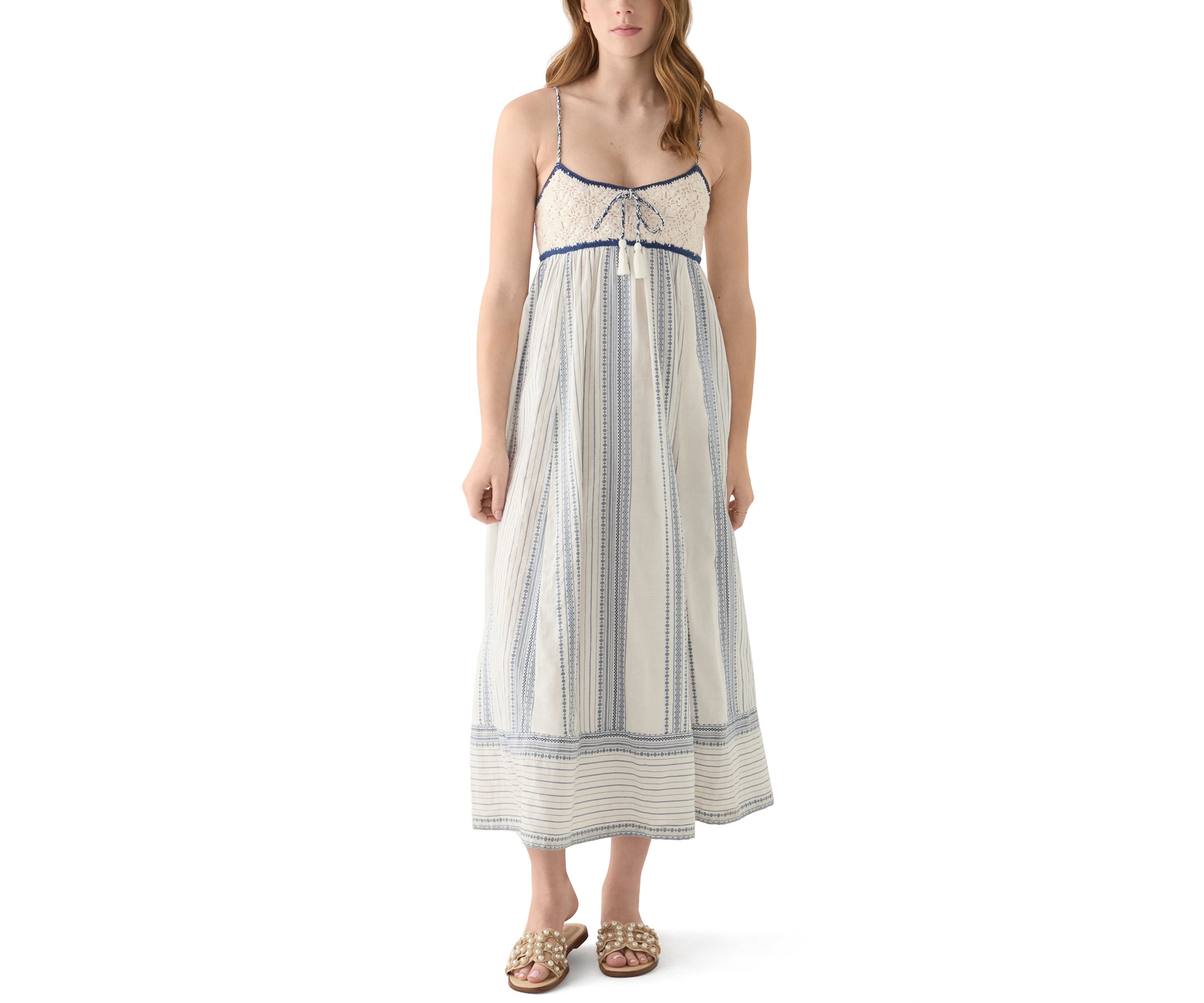 Womens Crochet Bodice Maxi Dress