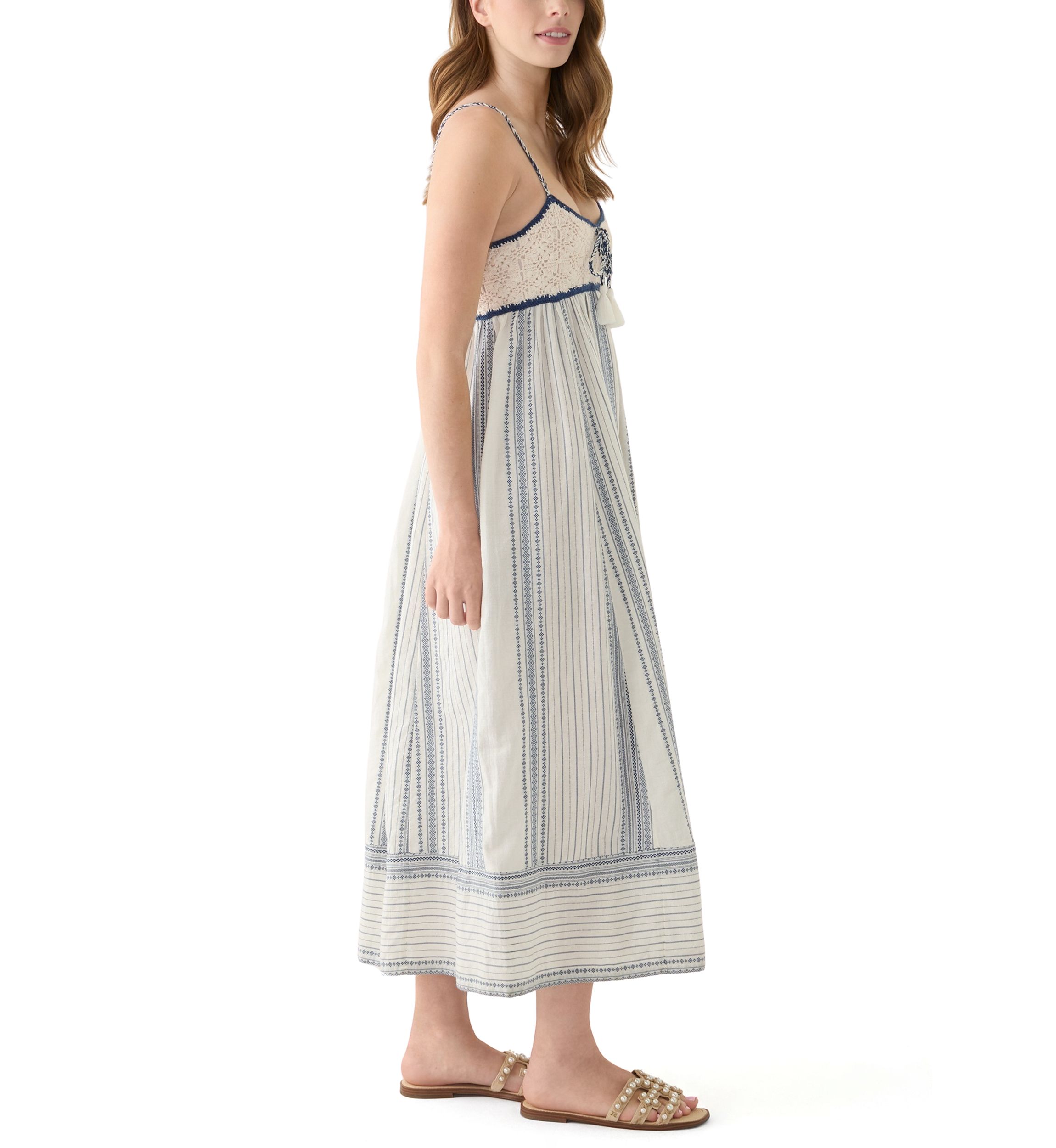 Womens Crochet Bodice Maxi Dress