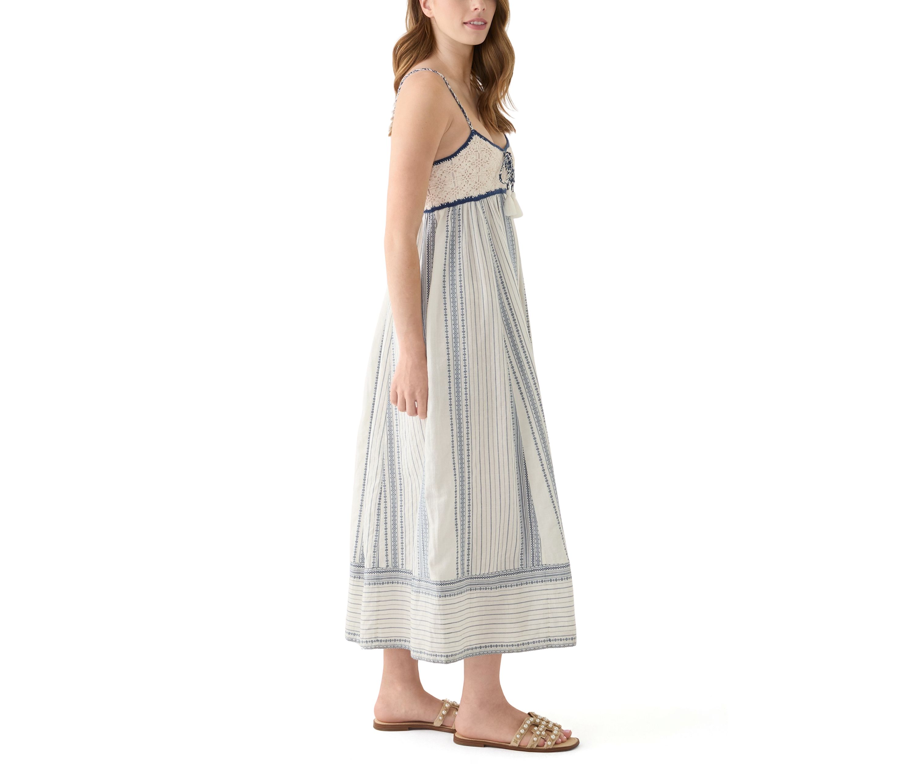 Womens Crochet Bodice Maxi Dress