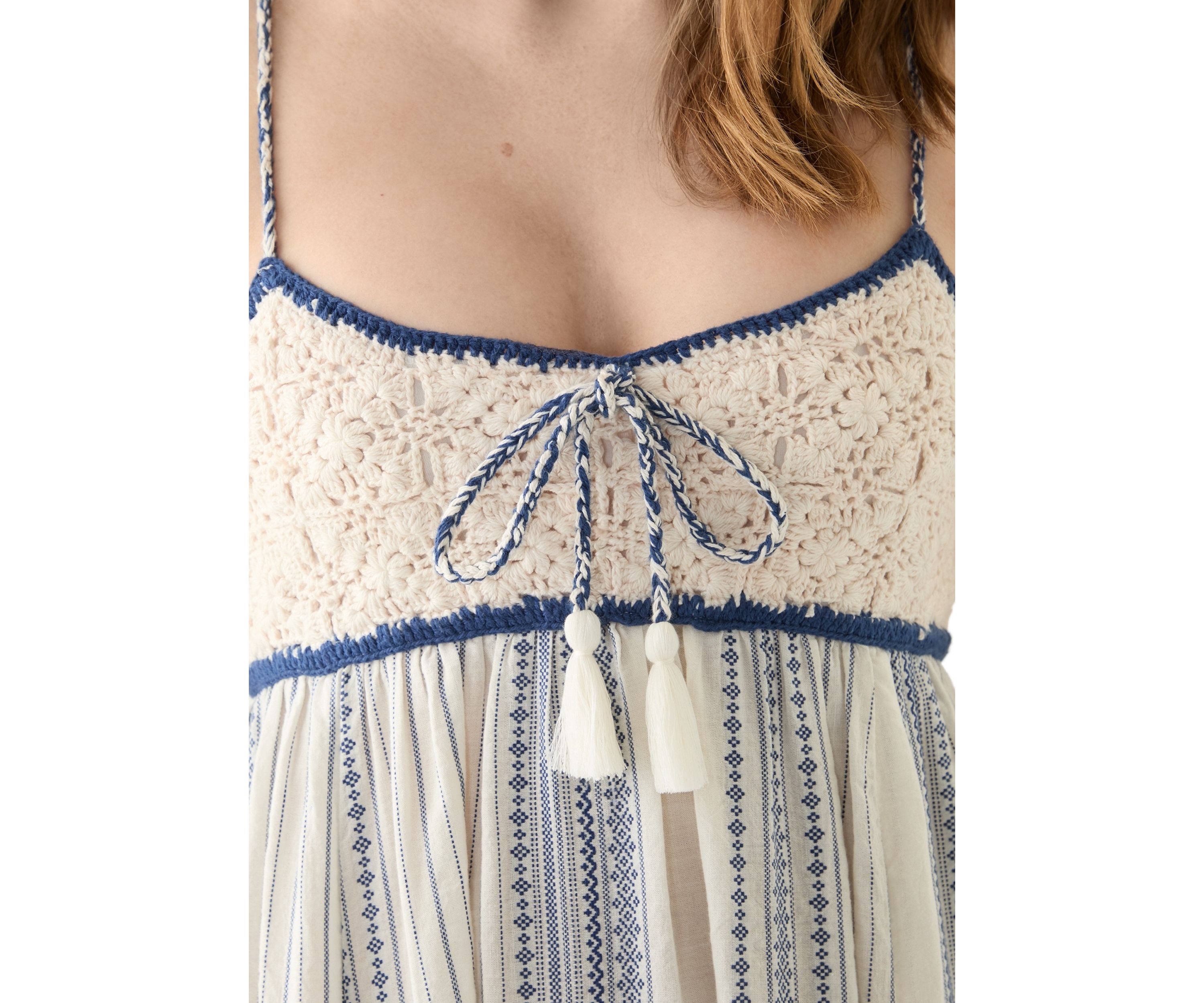 Womens Crochet Bodice Maxi Dress