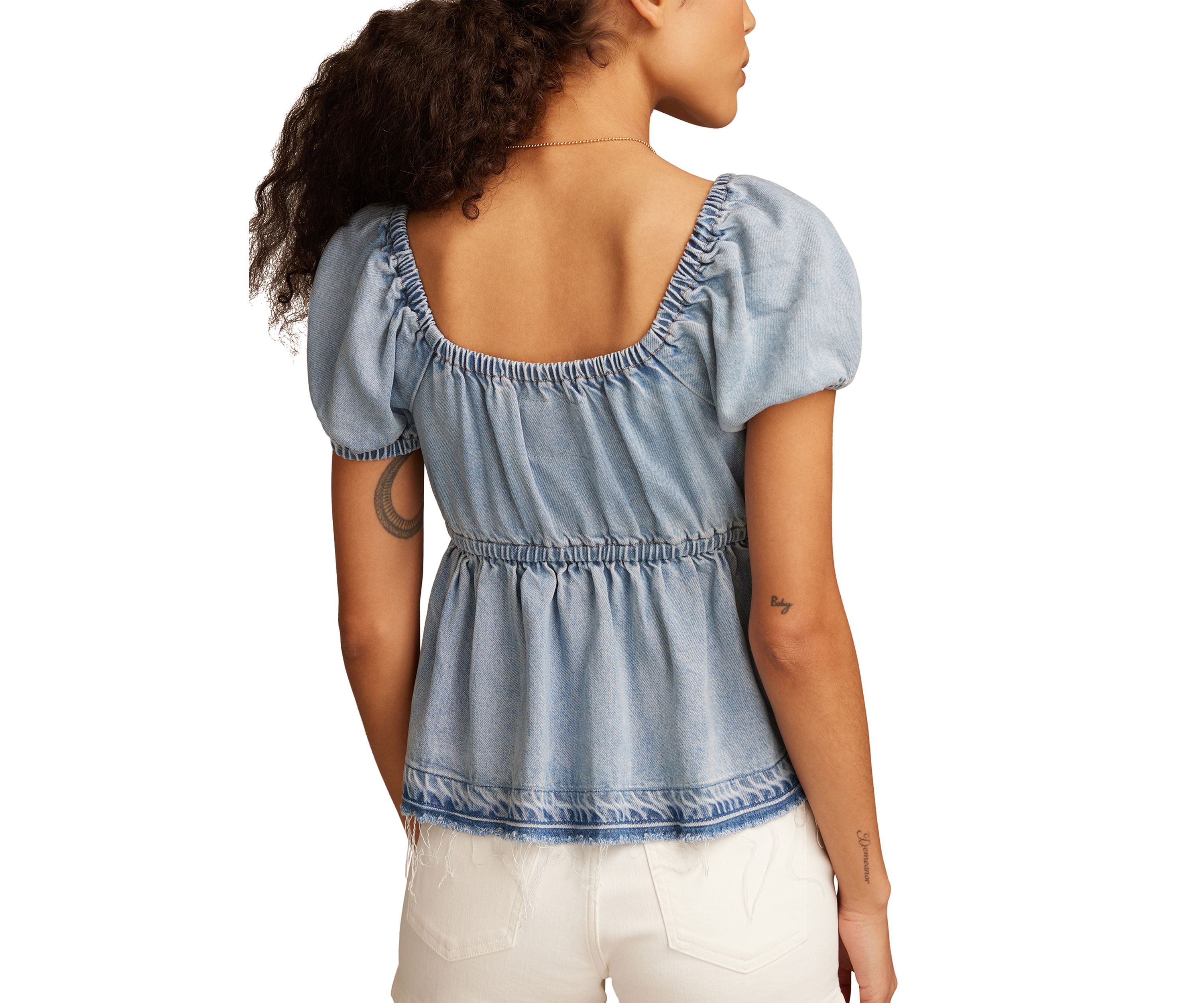 Womens Scoop Neck Babydoll Top