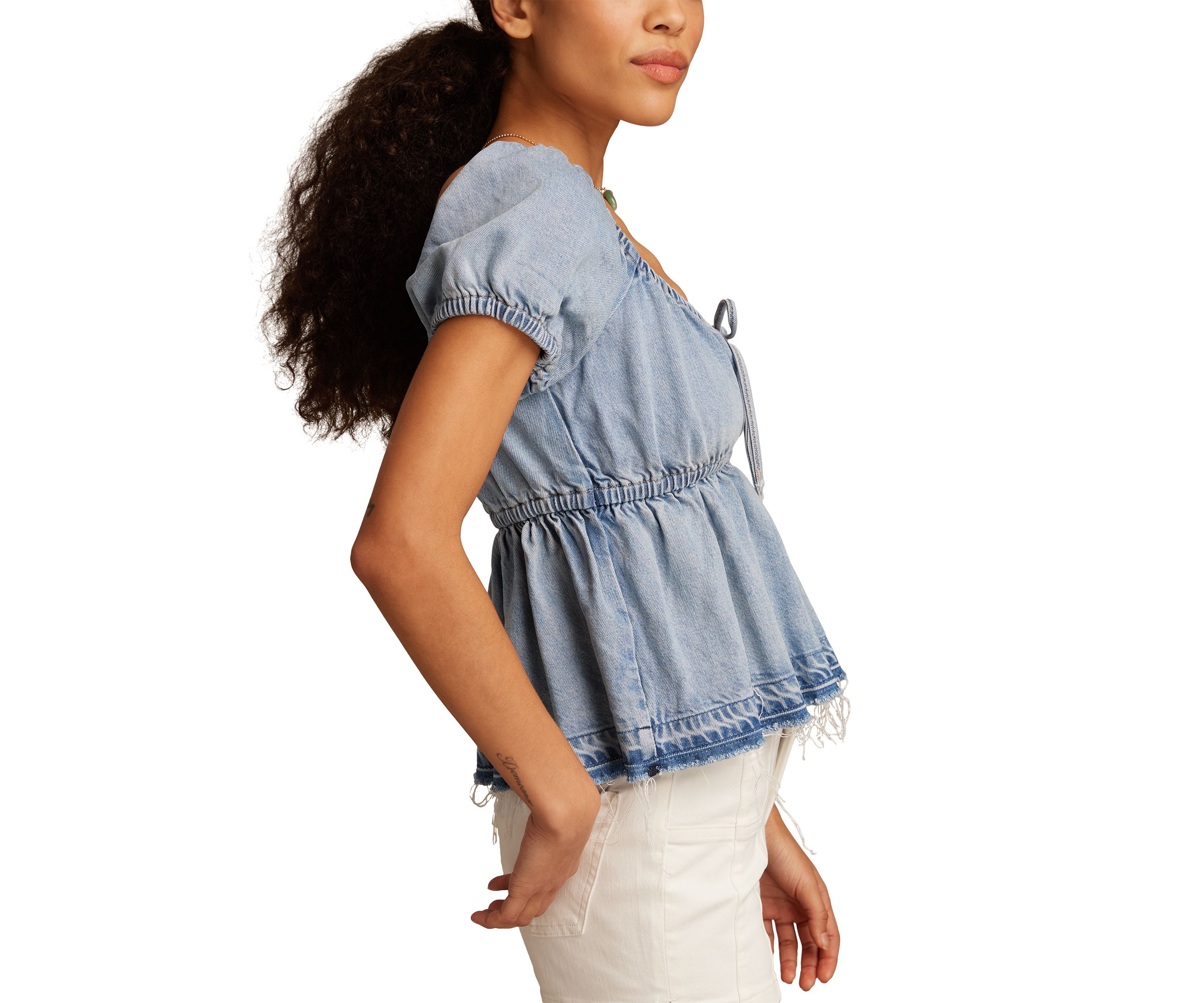 Womens Scoop Neck Babydoll Top