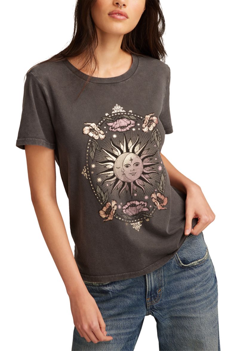 Womens Celestial Sun Floral Graphic T-Shirt