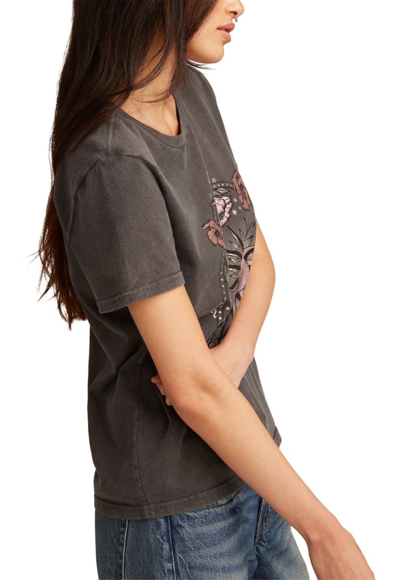 Womens Celestial Sun Floral Graphic T-Shirt