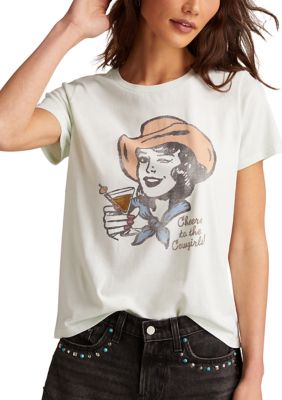 Lucky Brand Womens Cheers to the Cowgirls Graphic TShirt