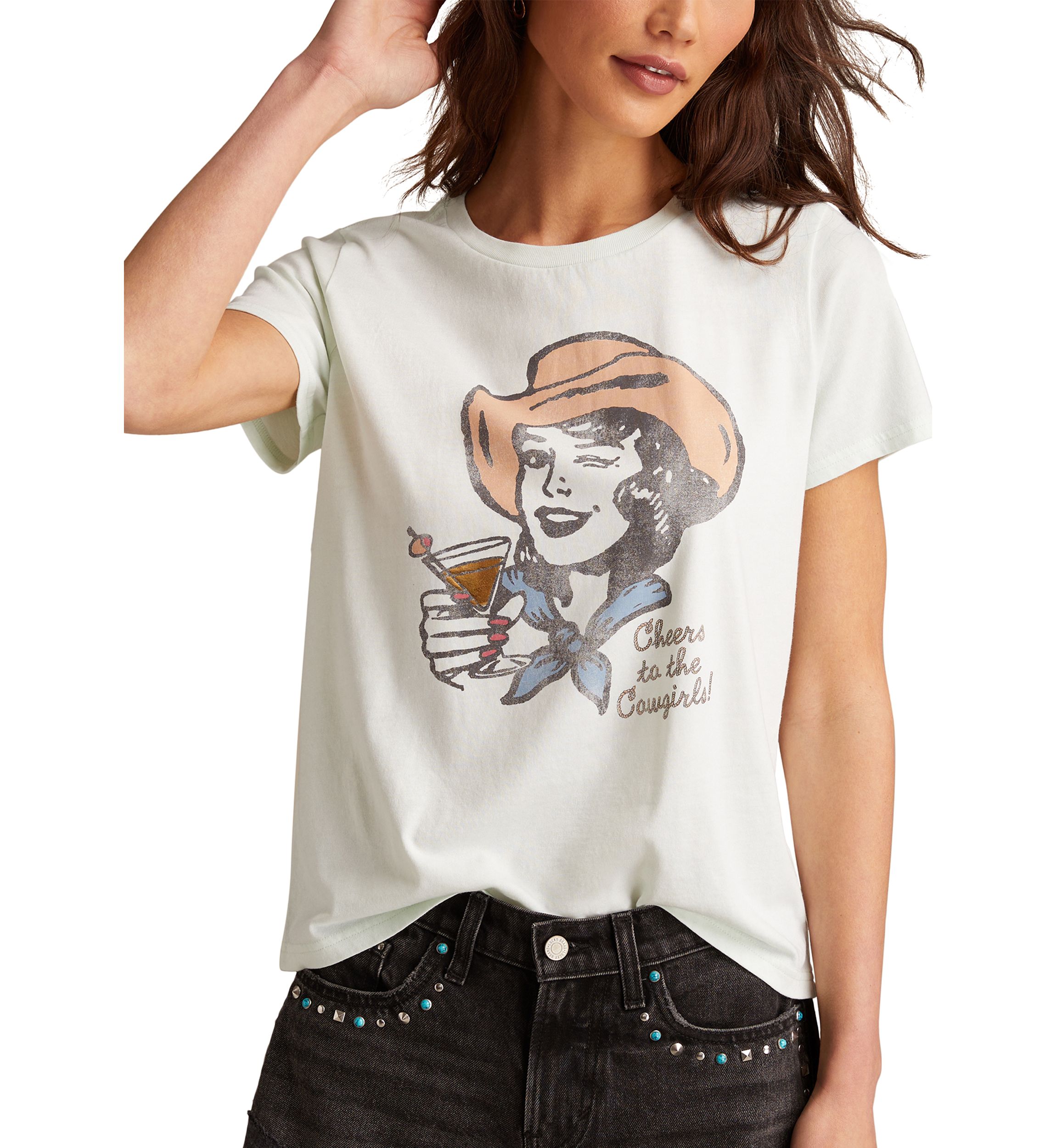 Womens Cheers to the Cowgirls Graphic T-Shirt