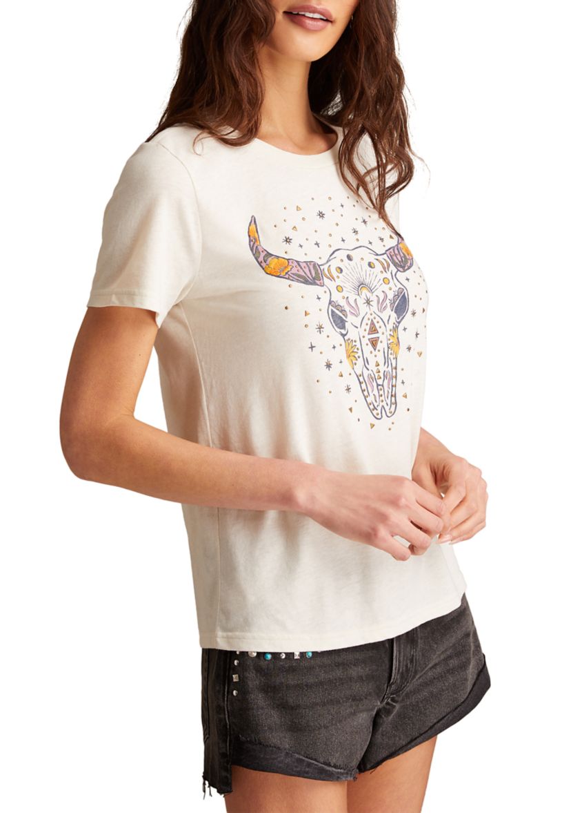 Womens Steer Skull Graphic T-Shirt