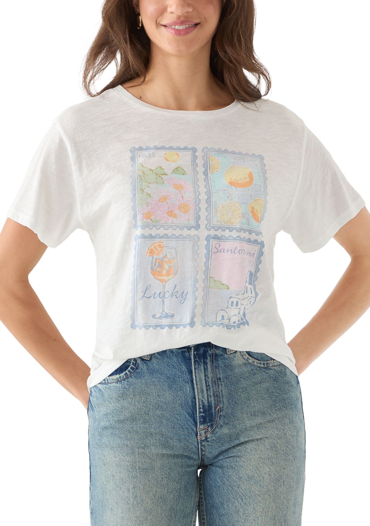 Womens Destination Stamps Boyfriend Graphic T-Shirt
