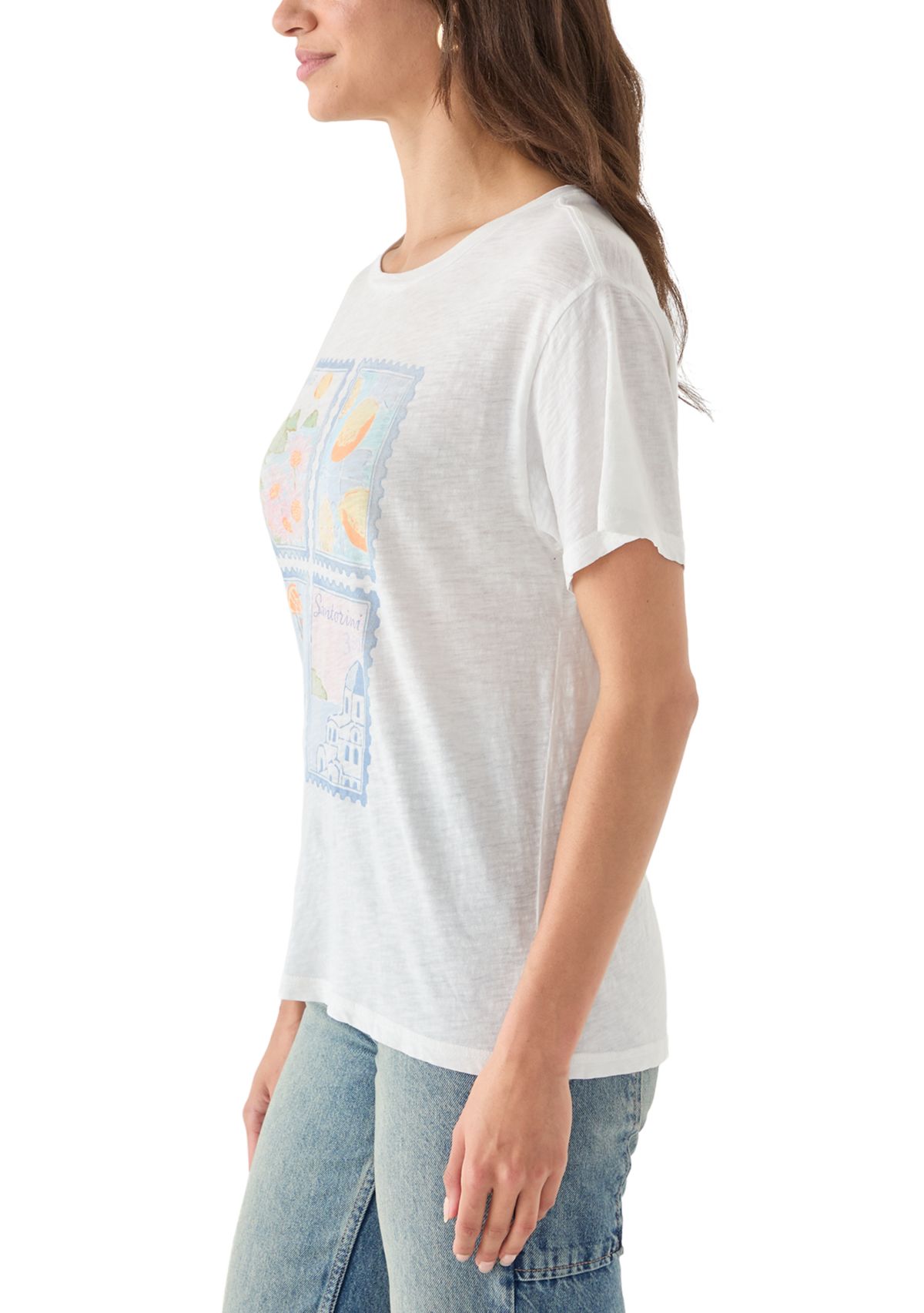 Womens Destination Stamps Boyfriend Graphic T-Shirt