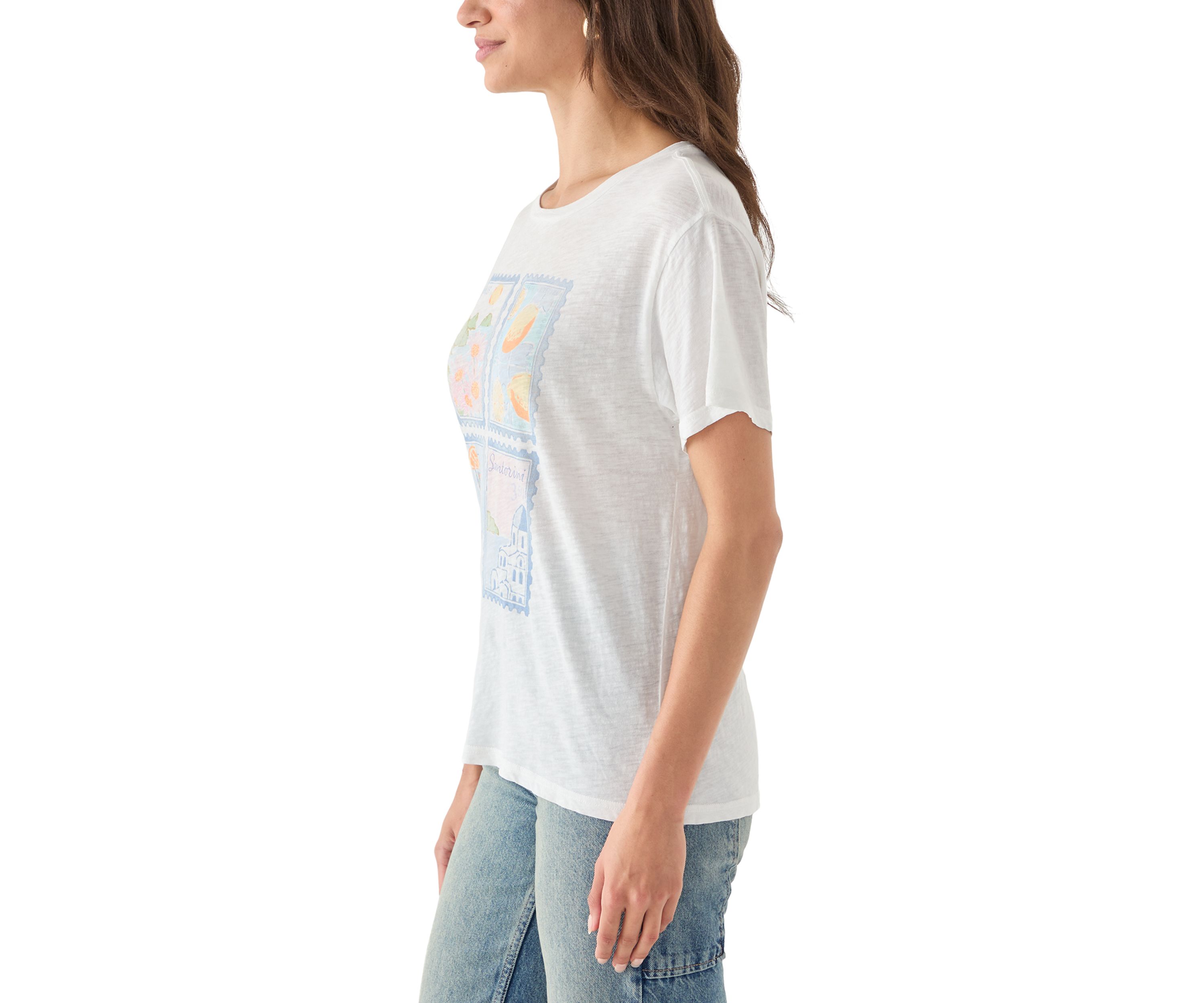 Womens Destination Stamps Boyfriend Graphic T-Shirt