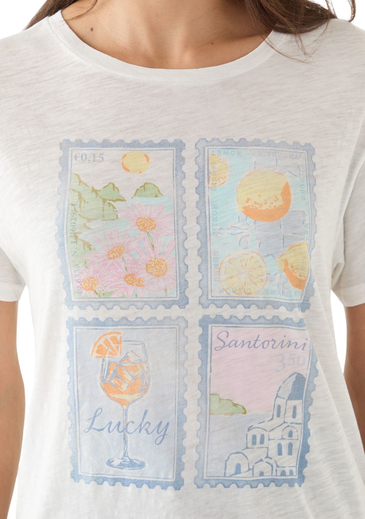 Womens Destination Stamps Boyfriend Graphic T-Shirt