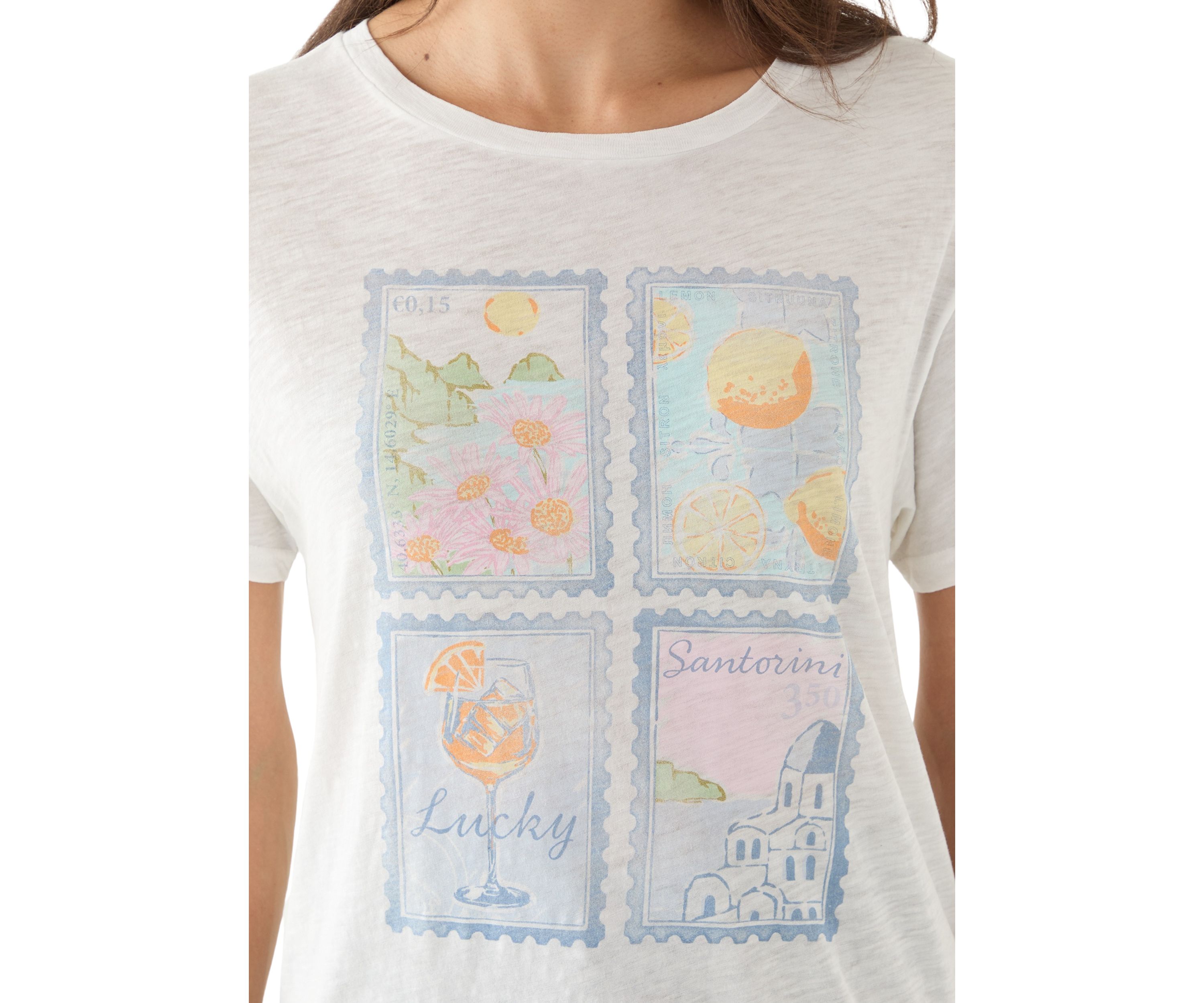 Womens Destination Stamps Boyfriend Graphic T-Shirt