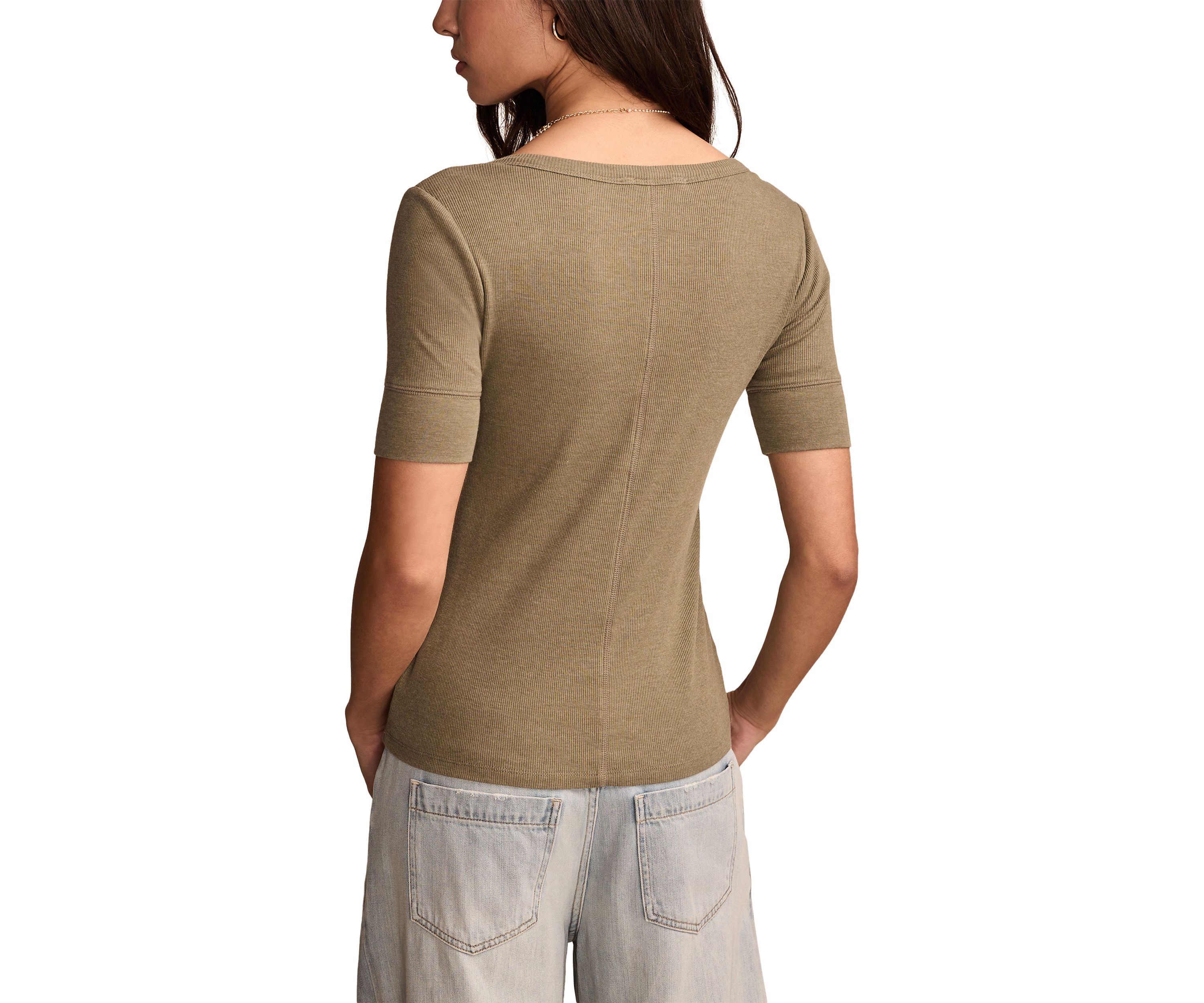 Womens Ribbed Henley T-Shirt 