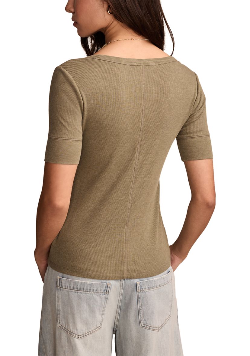 Womens Ribbed Henley T-Shirt 