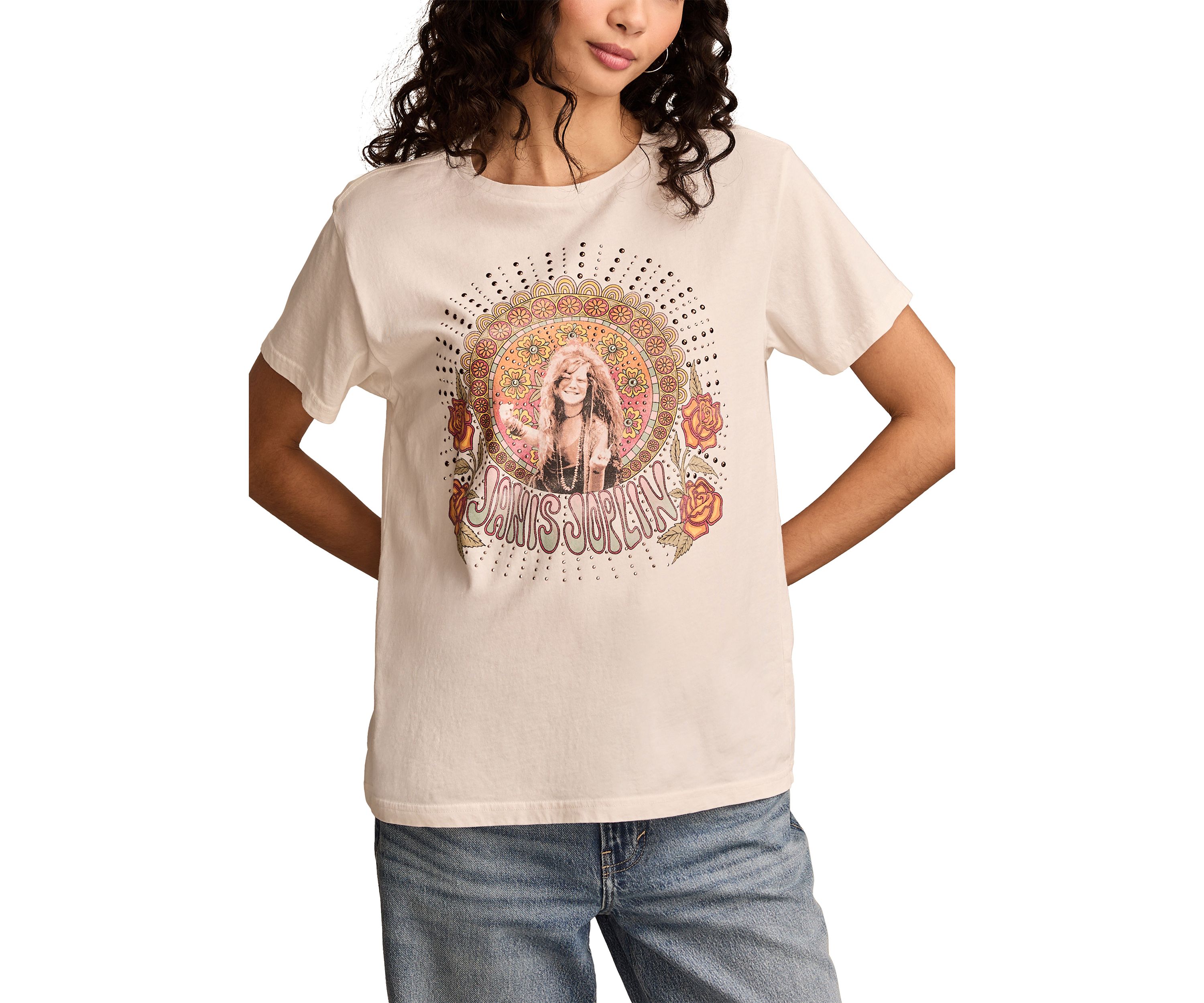 Womens Janis Joplin Graphic Boyfriend T-Shirt 
