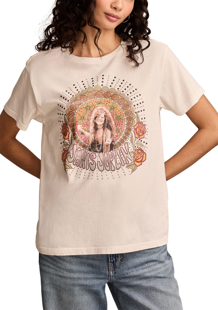 Womens Janis Joplin Graphic Boyfriend T-Shirt 