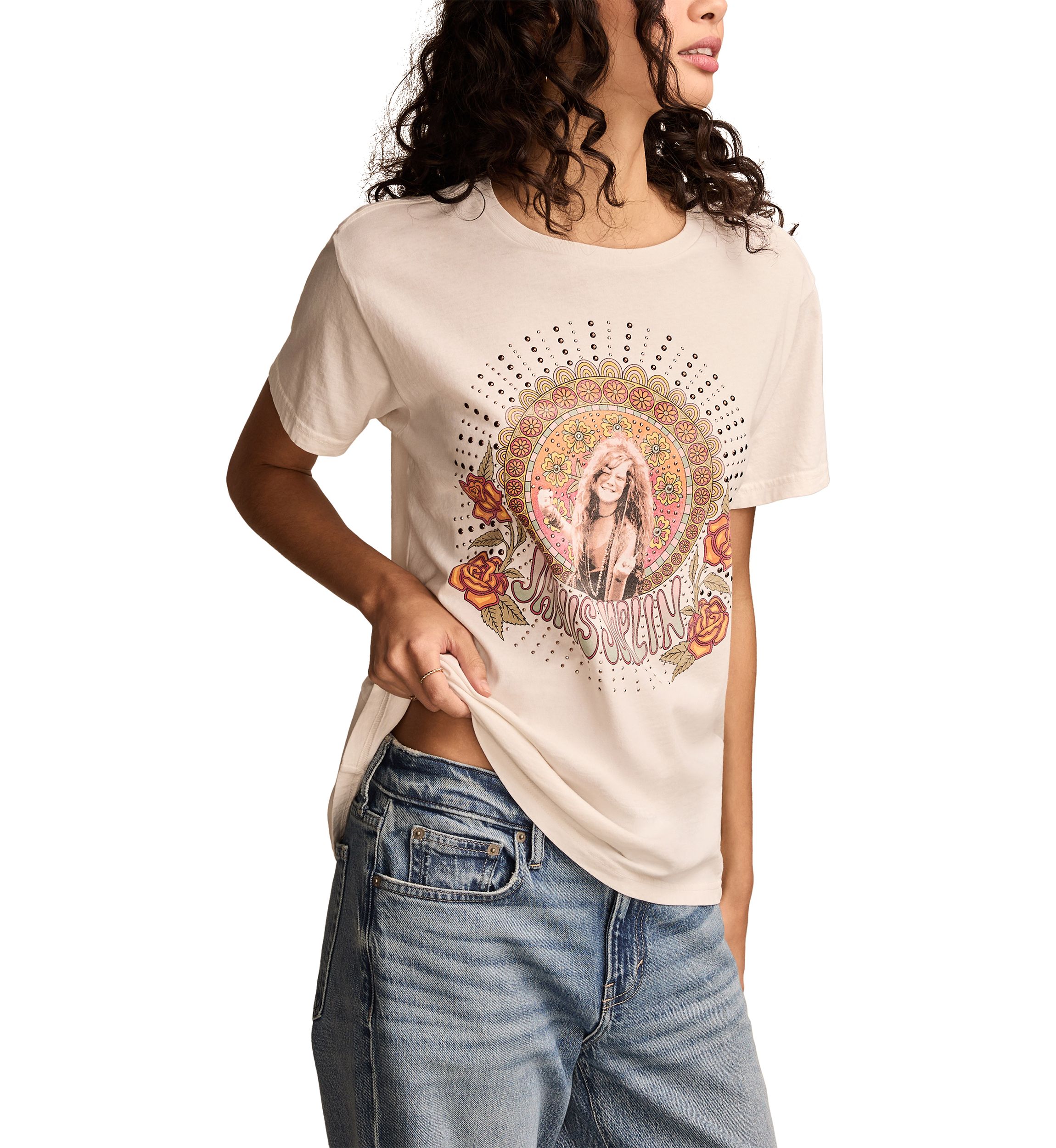 Womens Janis Joplin Graphic Boyfriend T-Shirt 