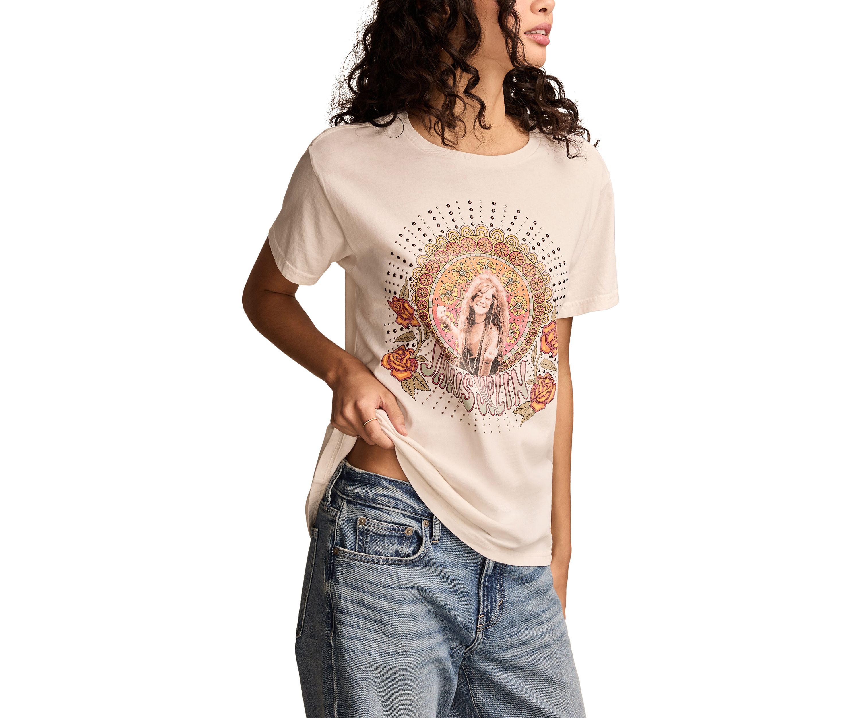 Womens Janis Joplin Graphic Boyfriend T-Shirt 