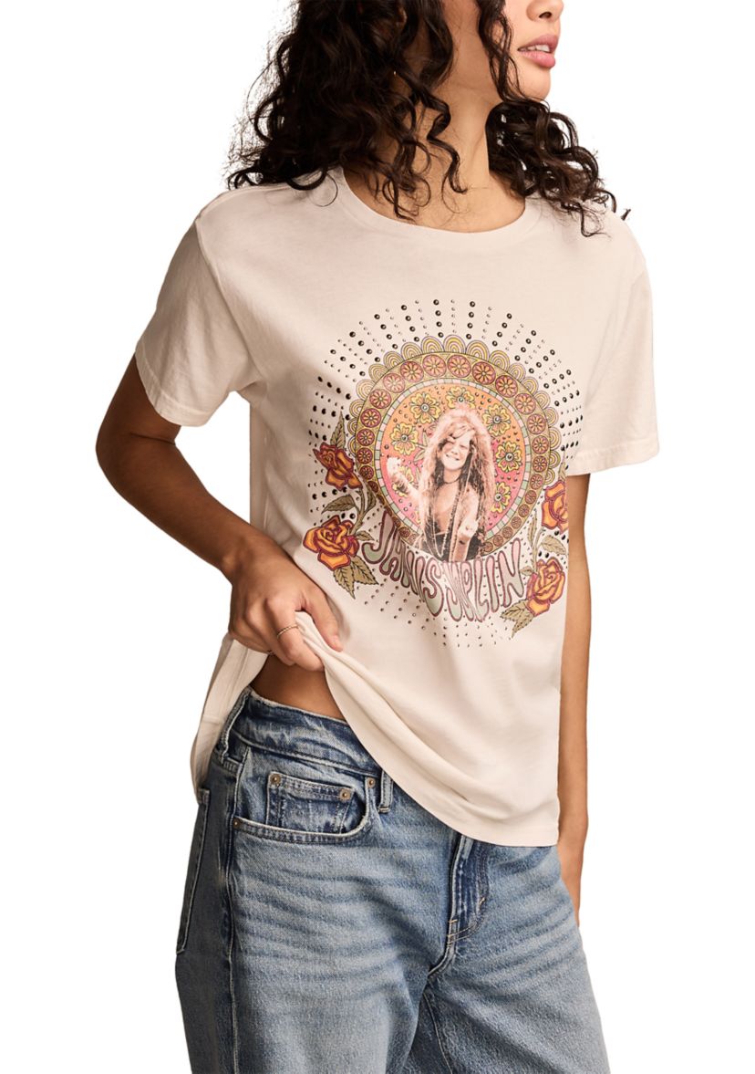 Womens Janis Joplin Graphic Boyfriend T-Shirt 
