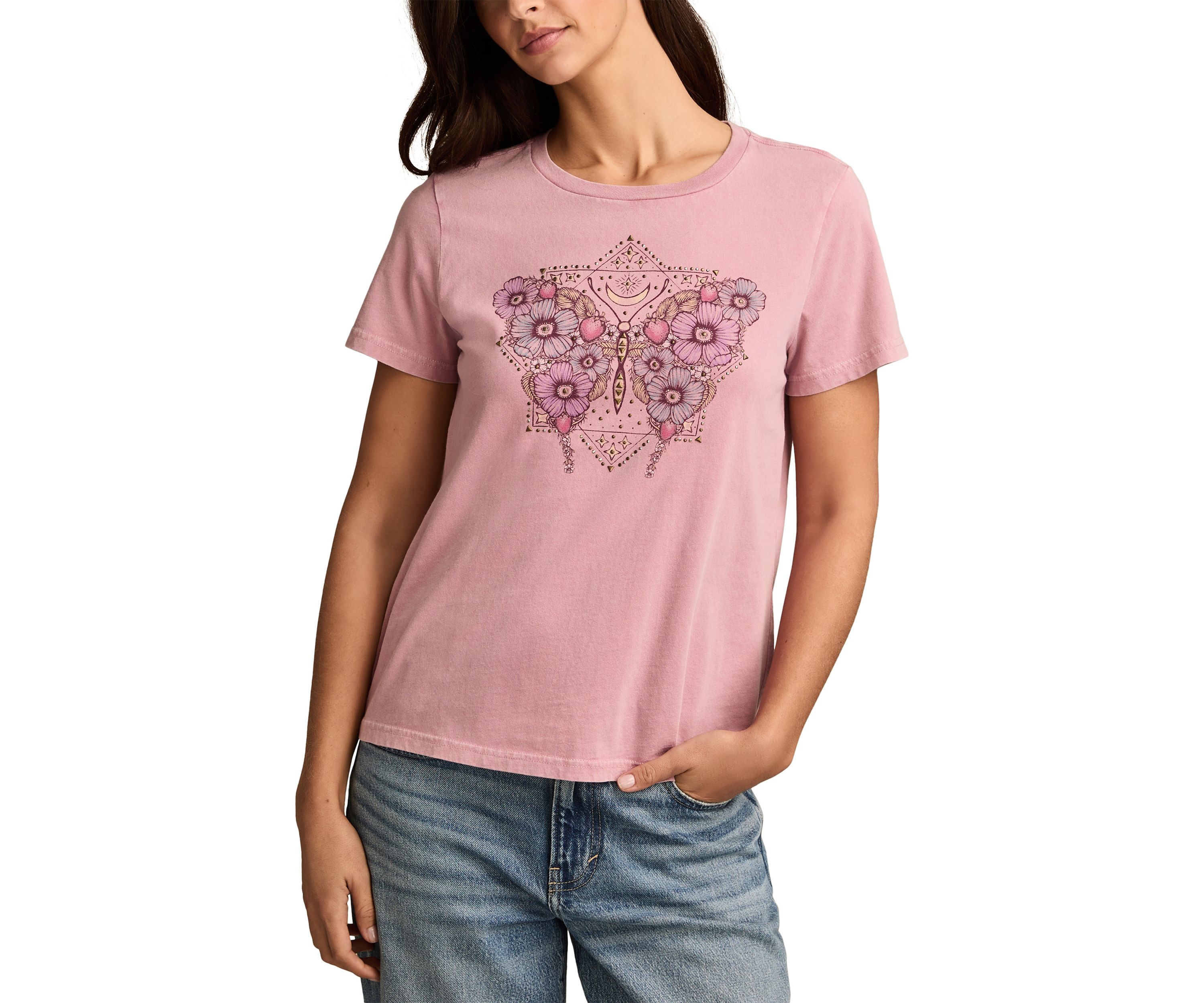Womens Celestial Butterfly Graphic T-Shirt
