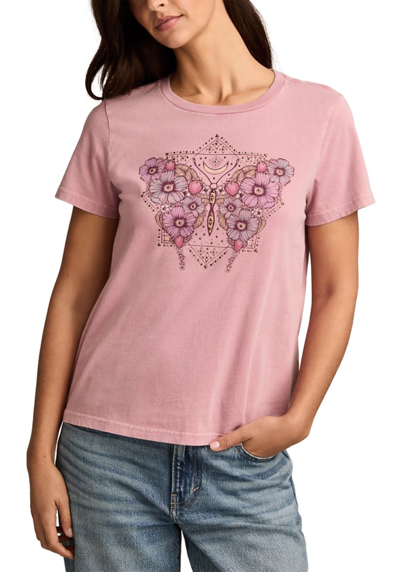 Womens Celestial Butterfly Graphic T-Shirt