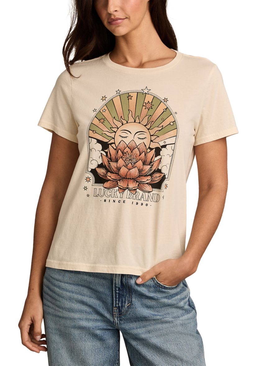 Lotus Sun Classic Crew Neck Graphic T-Shirt