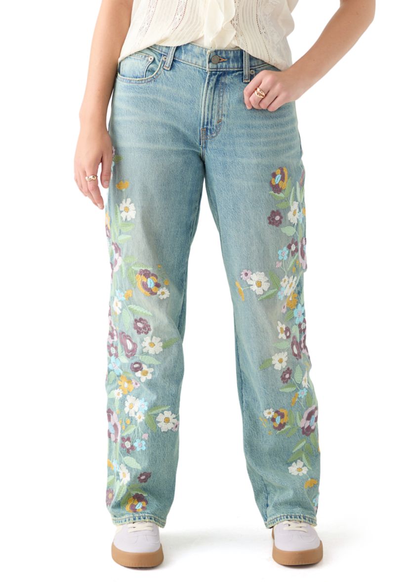 Womens The Baggy Floral Embroidered Jeans