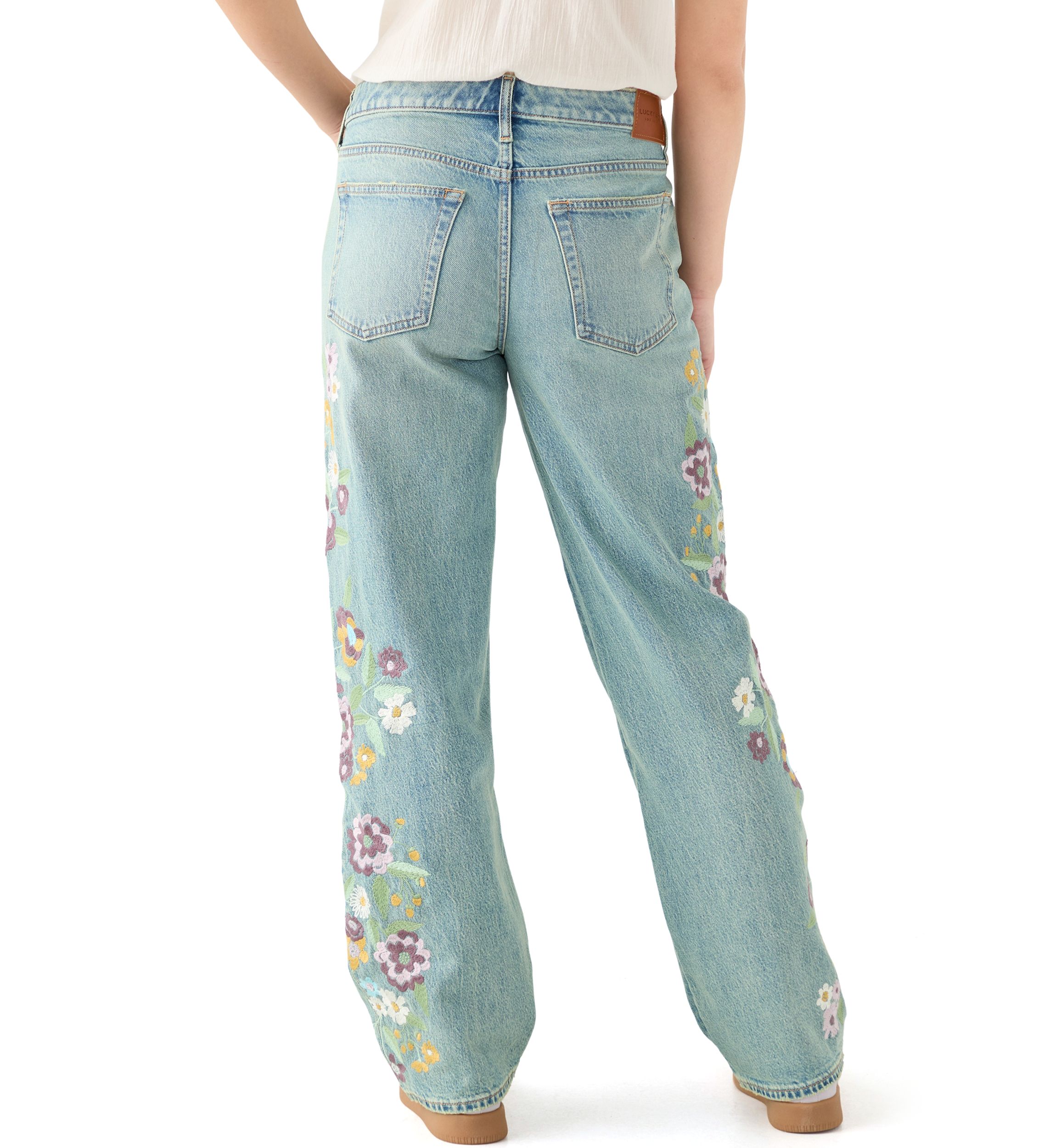 Womens The Baggy Floral Embroidered Jeans