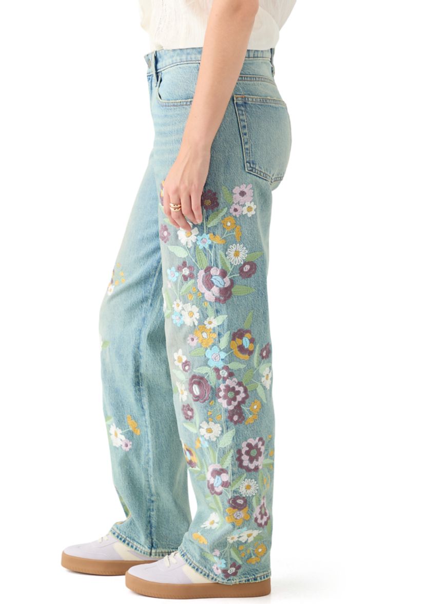Womens The Baggy Floral Embroidered Jeans