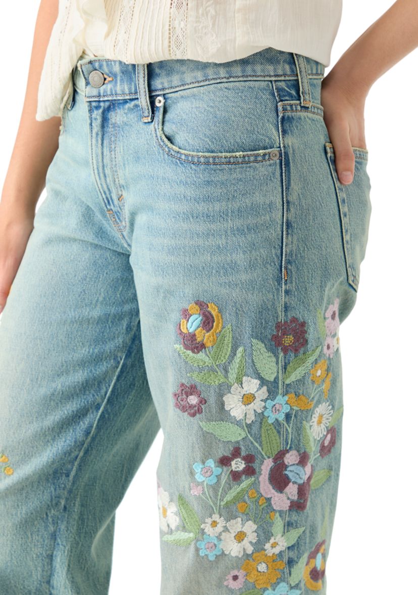 Womens The Baggy Floral Embroidered Jeans