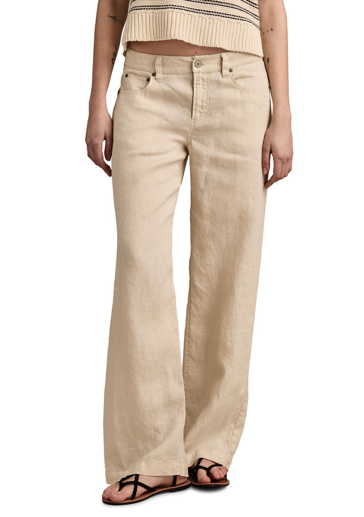 Womens Baggy Wide Leg Linen Like Pants