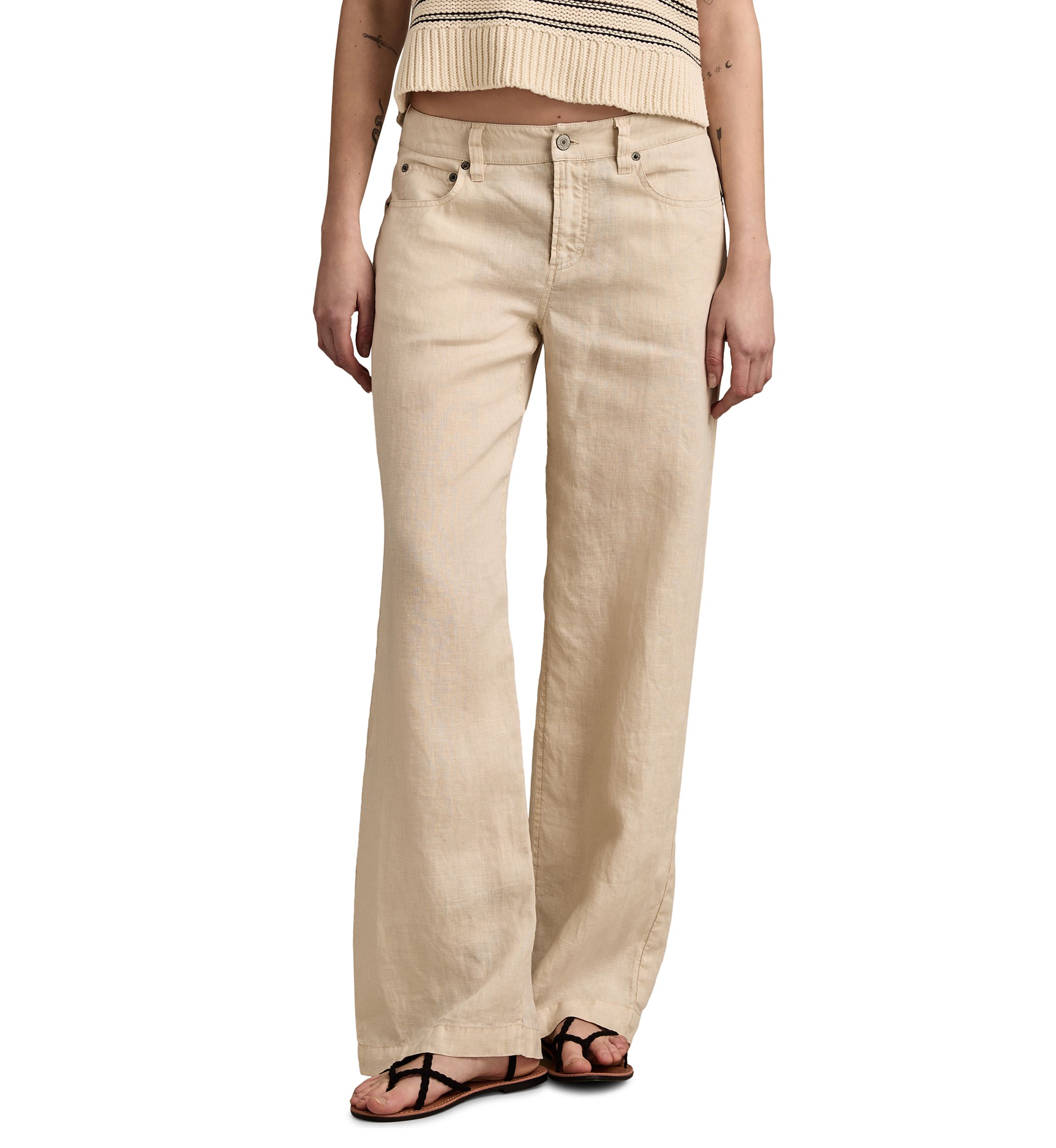 Womens Baggy Wide Leg Linen Like Pants