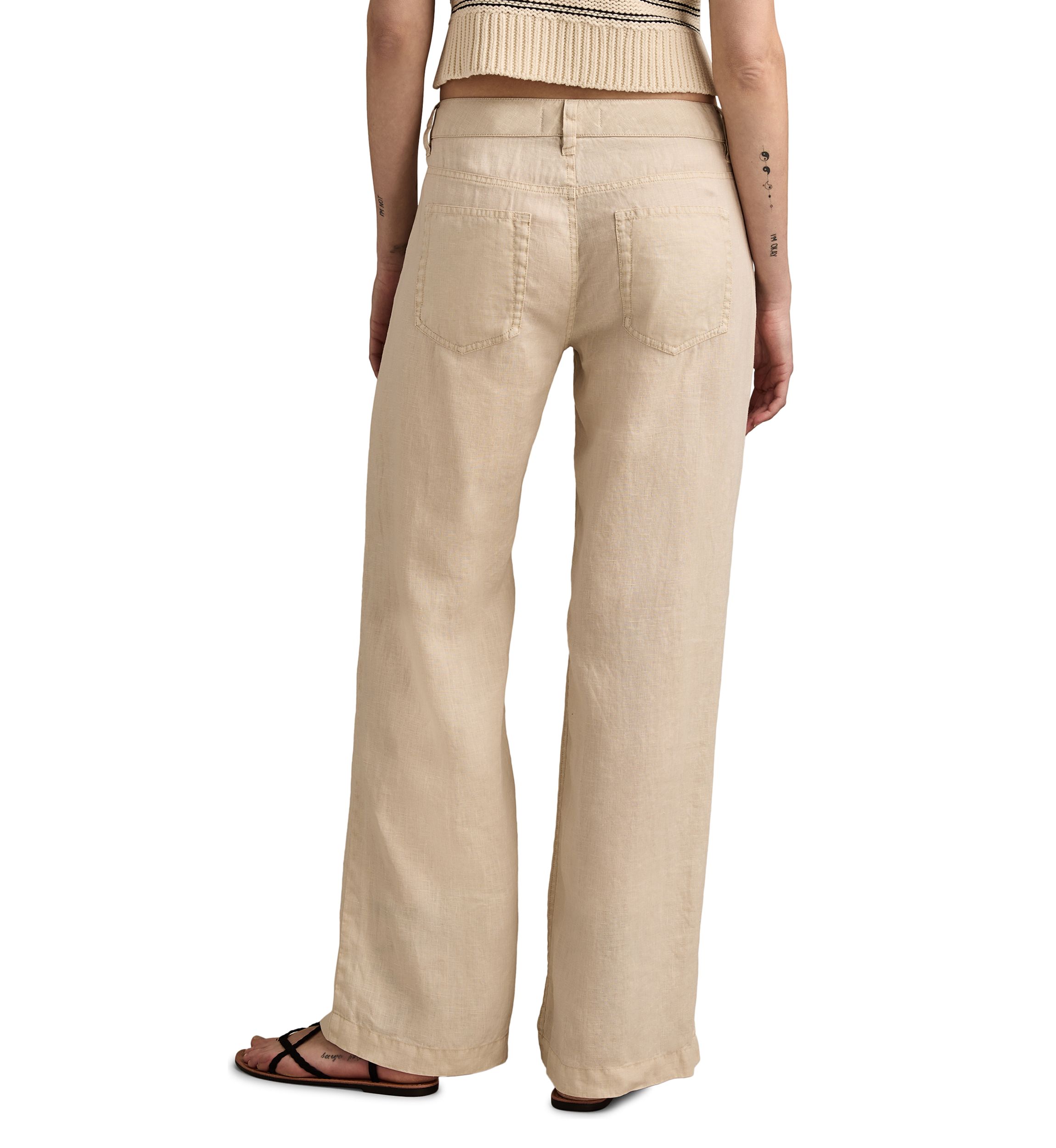 Womens Baggy Wide Leg Linen Like Pants