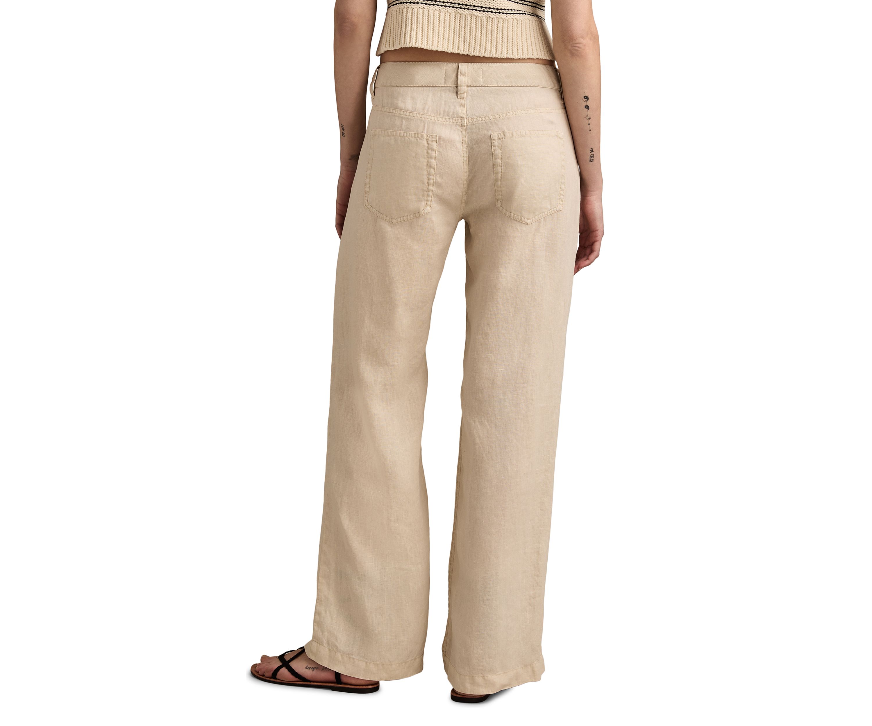 Womens Baggy Wide Leg Linen Like Pants