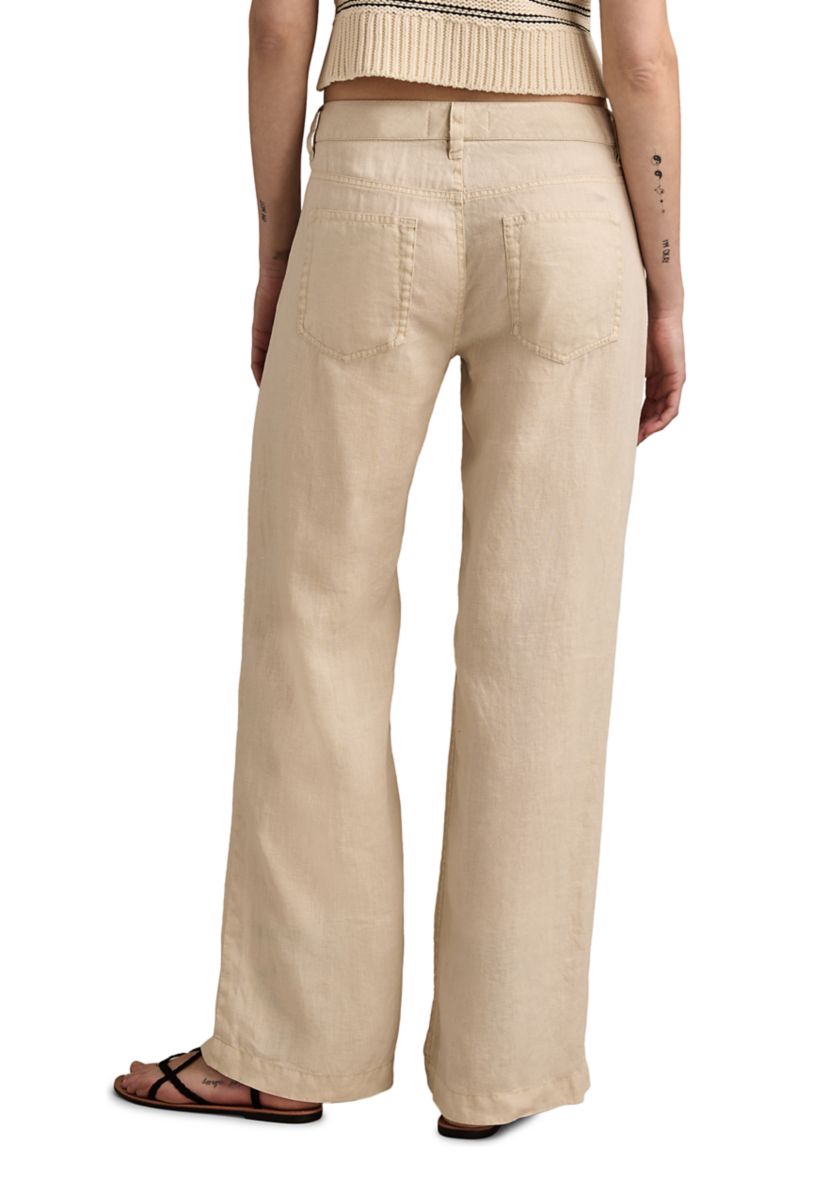 Womens Baggy Wide Leg Linen Like Pants